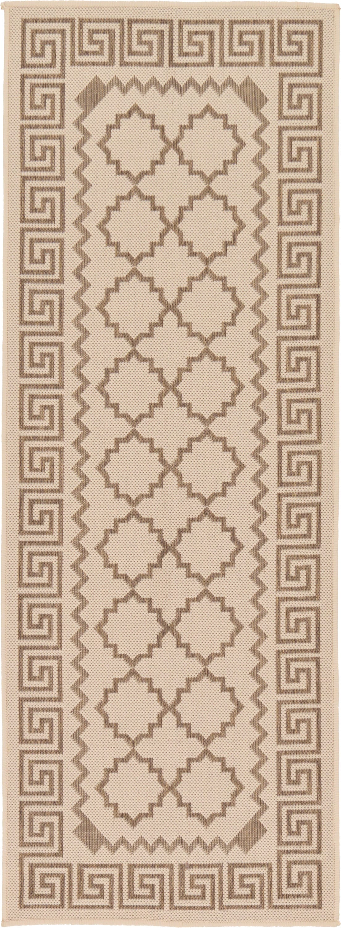 Unique Loom 3126673 Stars Outdoor 2 x 6 (ft) Loomed Polypropylene Beige Rectangular Indoor/Outdoor Geometric Runner rug