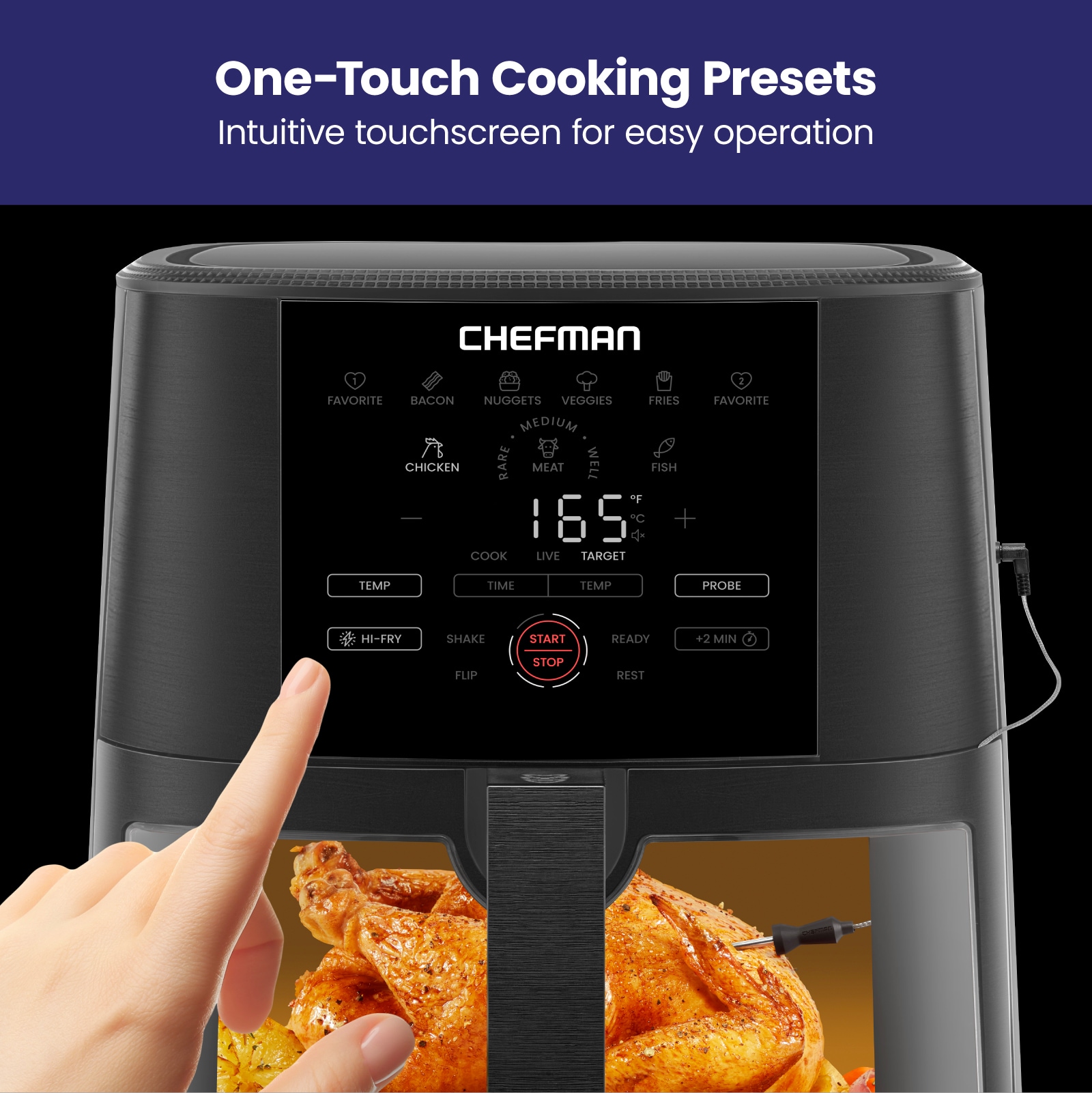 Chefman Black Air Fryer Oven 1700W Touch Control Programmable