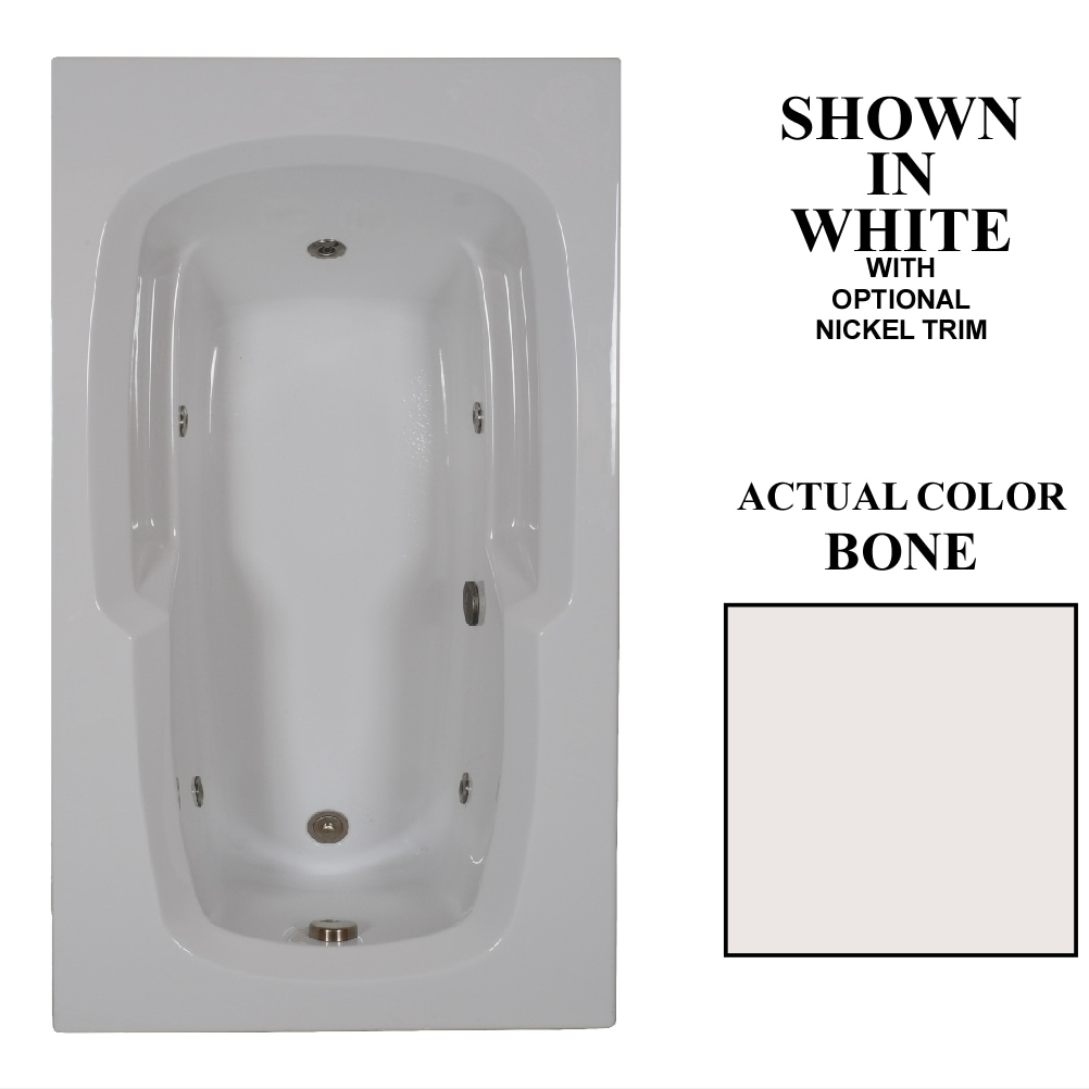 Whirlpool 36-in x 60-in Bone Acrylic Drop-In Whirlpool Tub (Reversible Drain) in White | - Hydra Massage Baths W6036HMBO