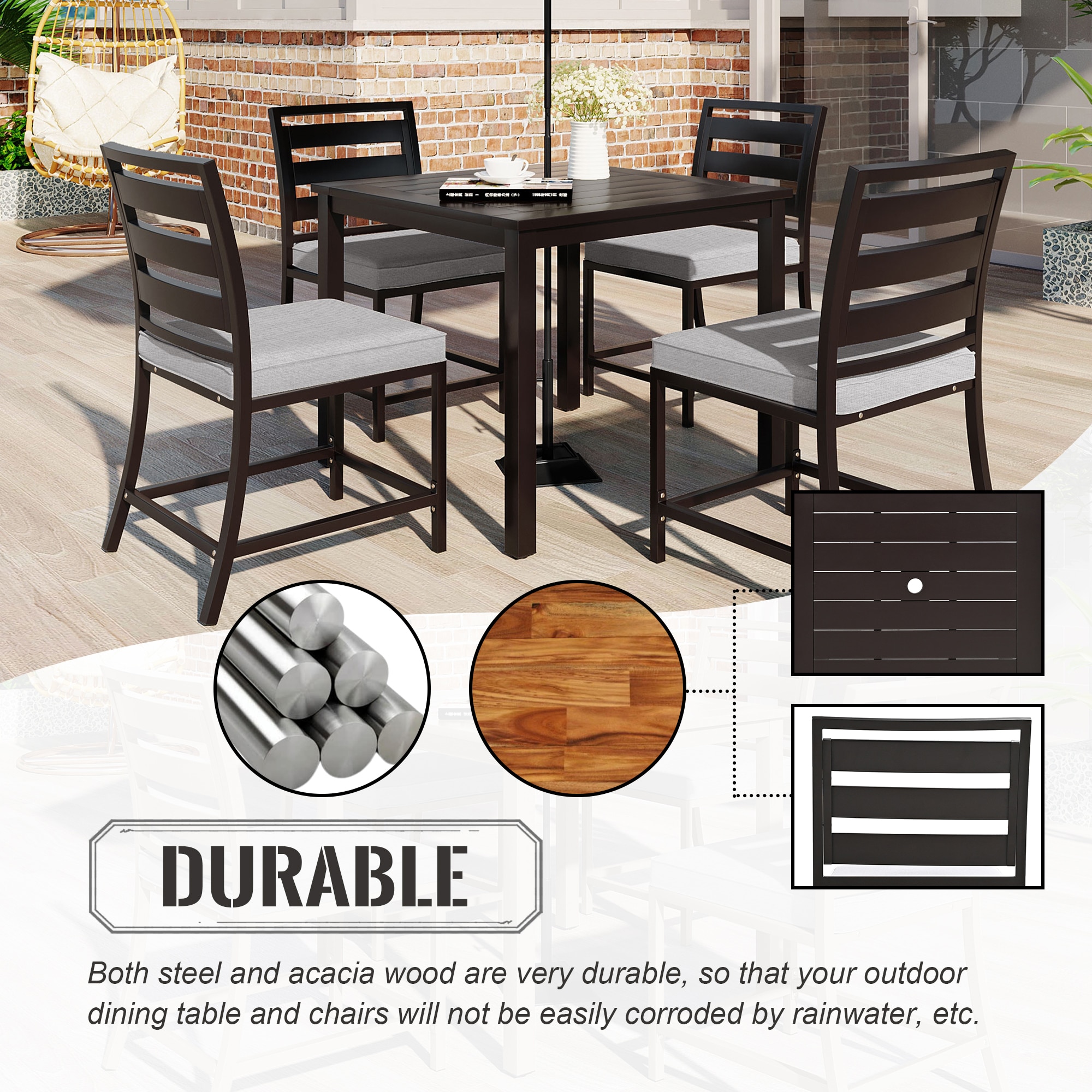 Forclover ALUS-334BK Patio-Dining-Sets - View #3