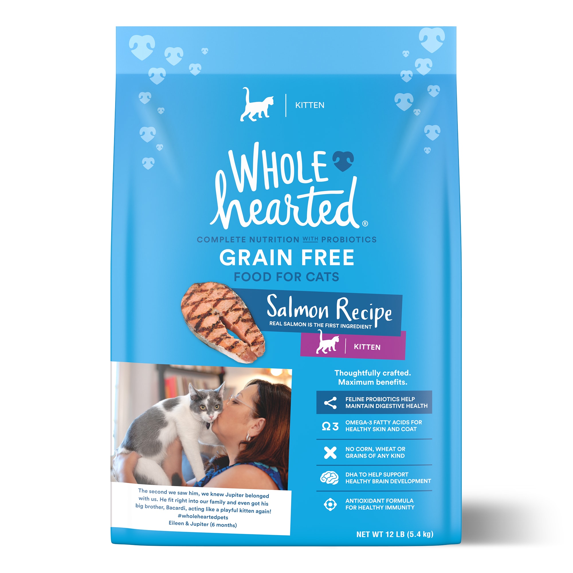 WholeHearted Grain Free Salmon Recipe Dry Kitten Food 12 lbs