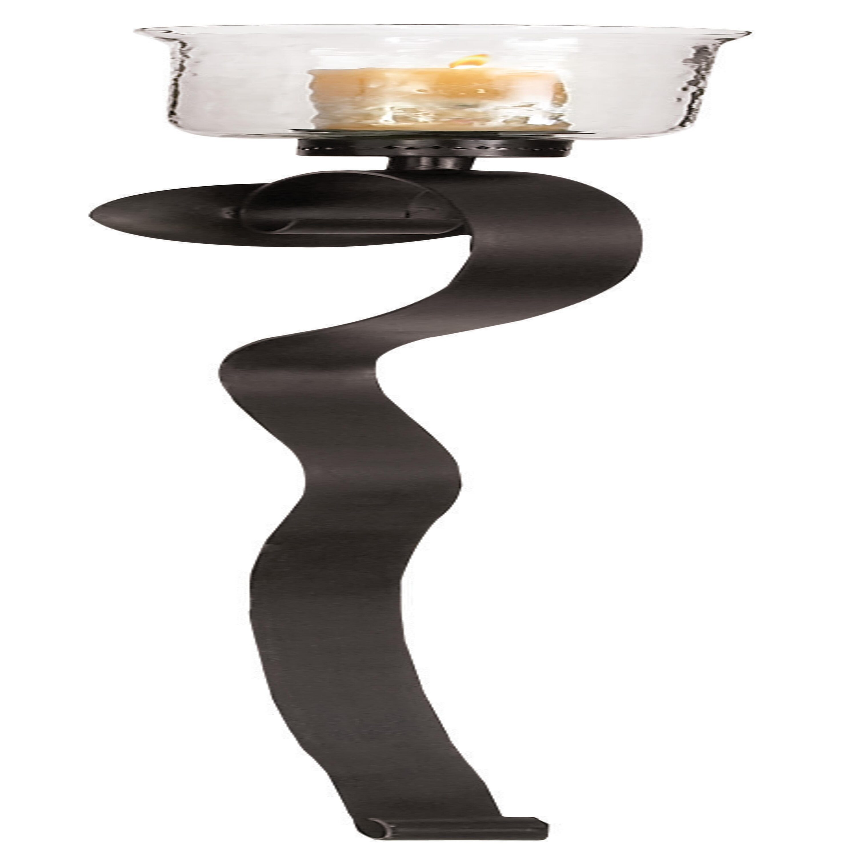 Black Wrought Iron Abstract Hurricane Wall Sconce