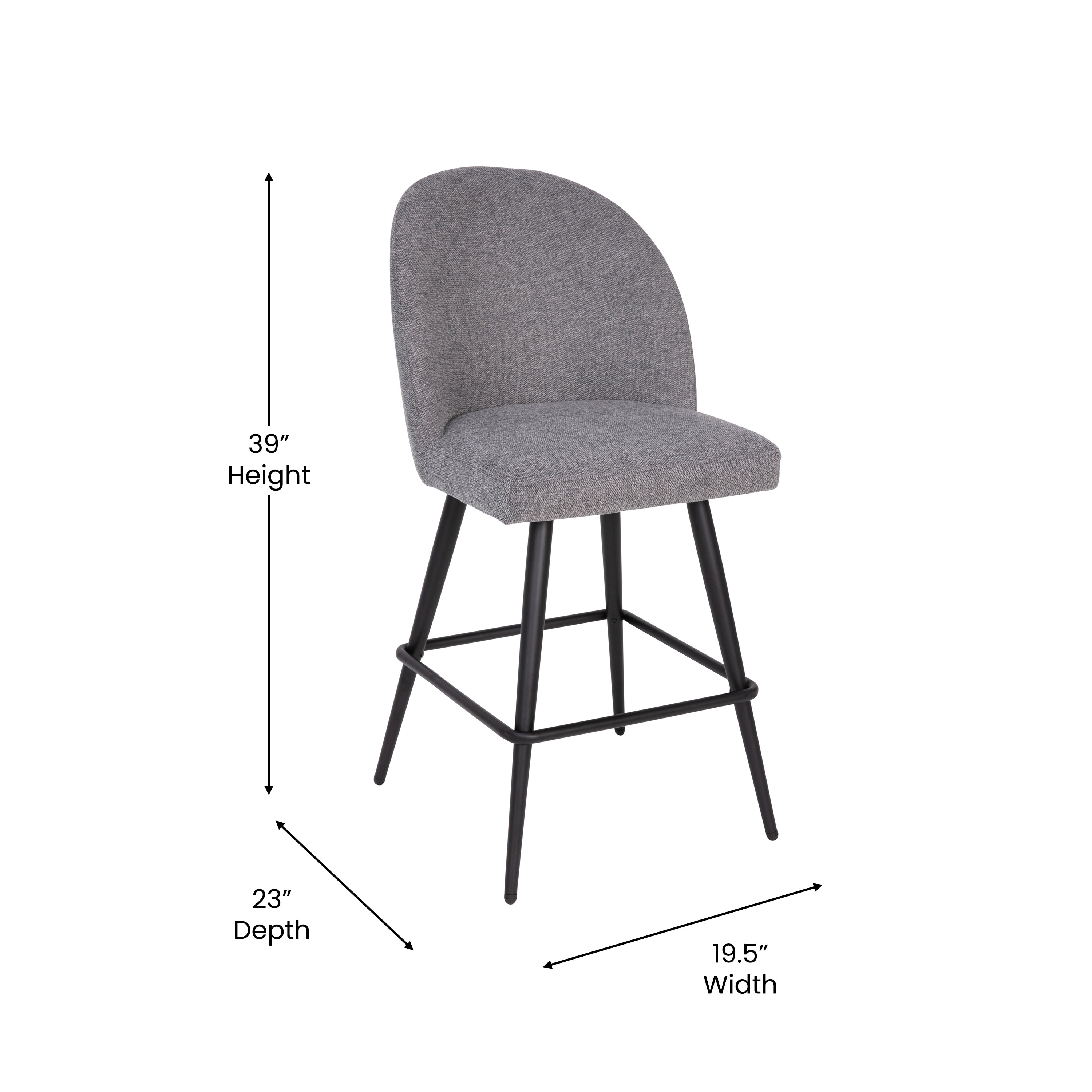 Alita Gray Faux Linen and Metal Counter Stools