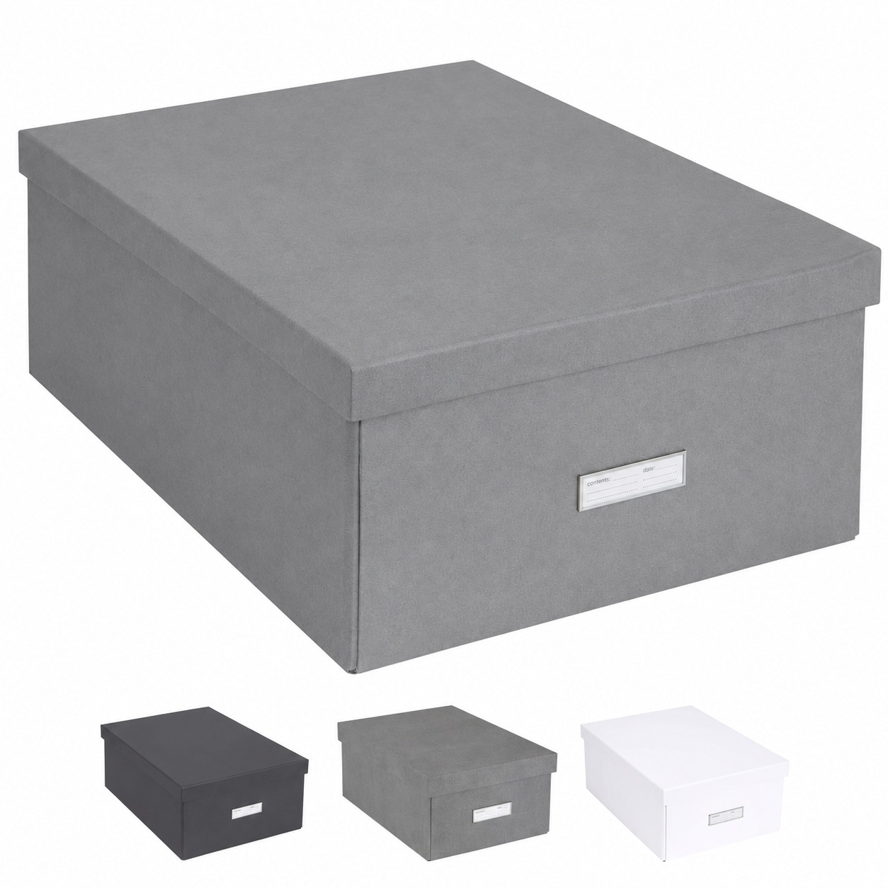 Justincity  Katrin Collapsible Storage Box with Labelframe for Easy Identification Gray 13.5in by 17.6in by 7.2in durable home and garden
