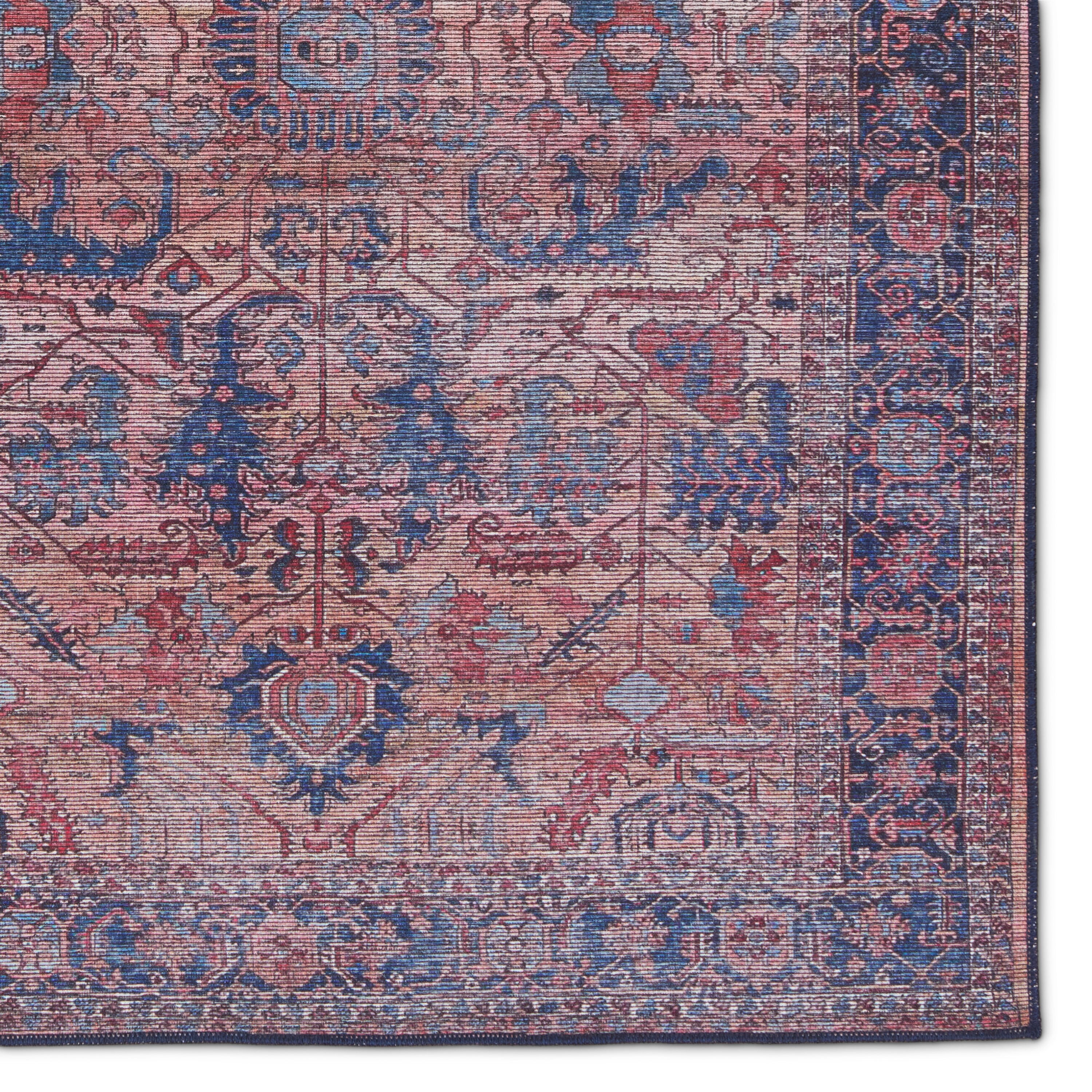 Chaplin Distressed Medallion 10' x 14' Blue and Beige Easy-Care Rug