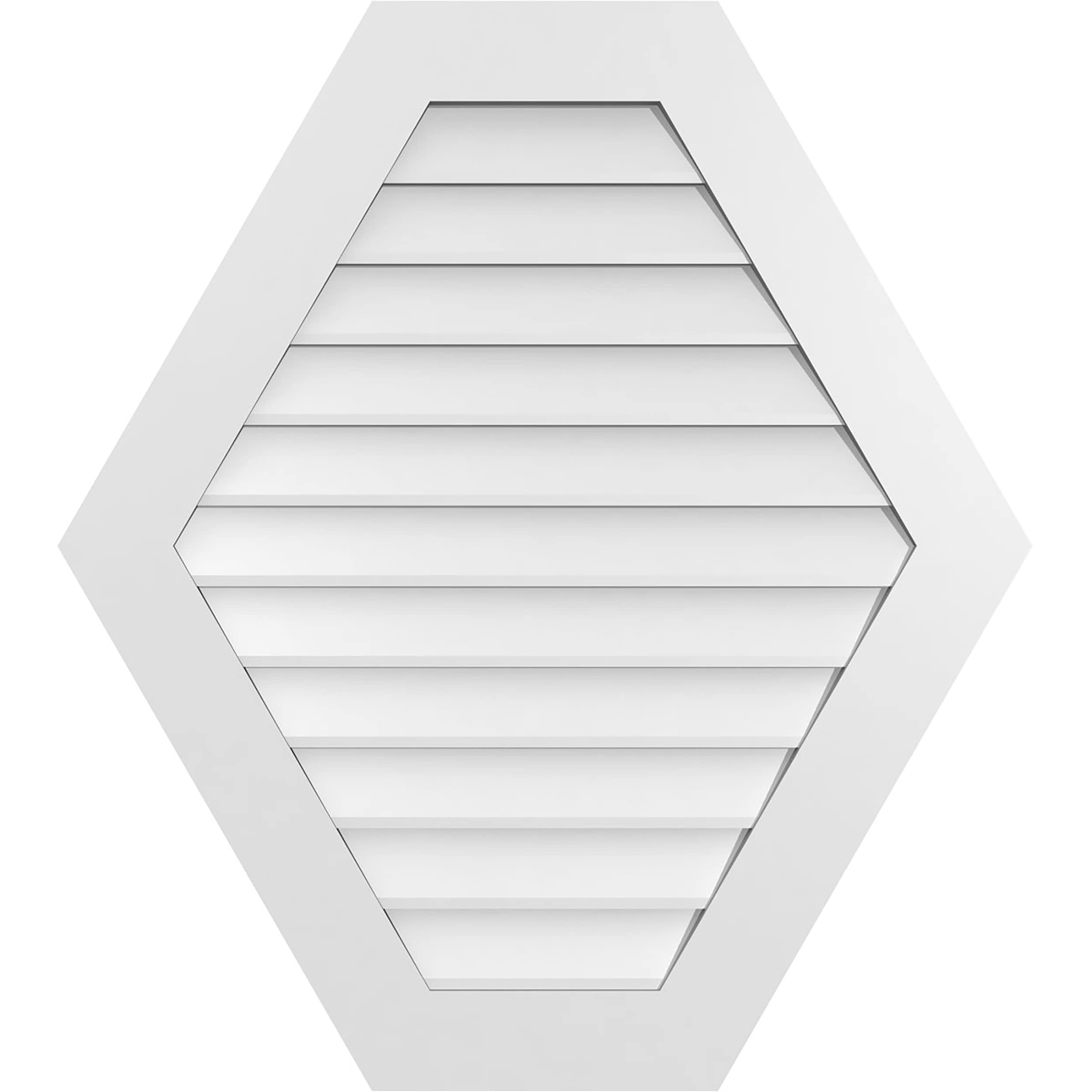 Ekena Millwork GVPHP34X3801SN 34-Inches x 38-Inches Off-white Peaked PVC Gable Louver Vent
