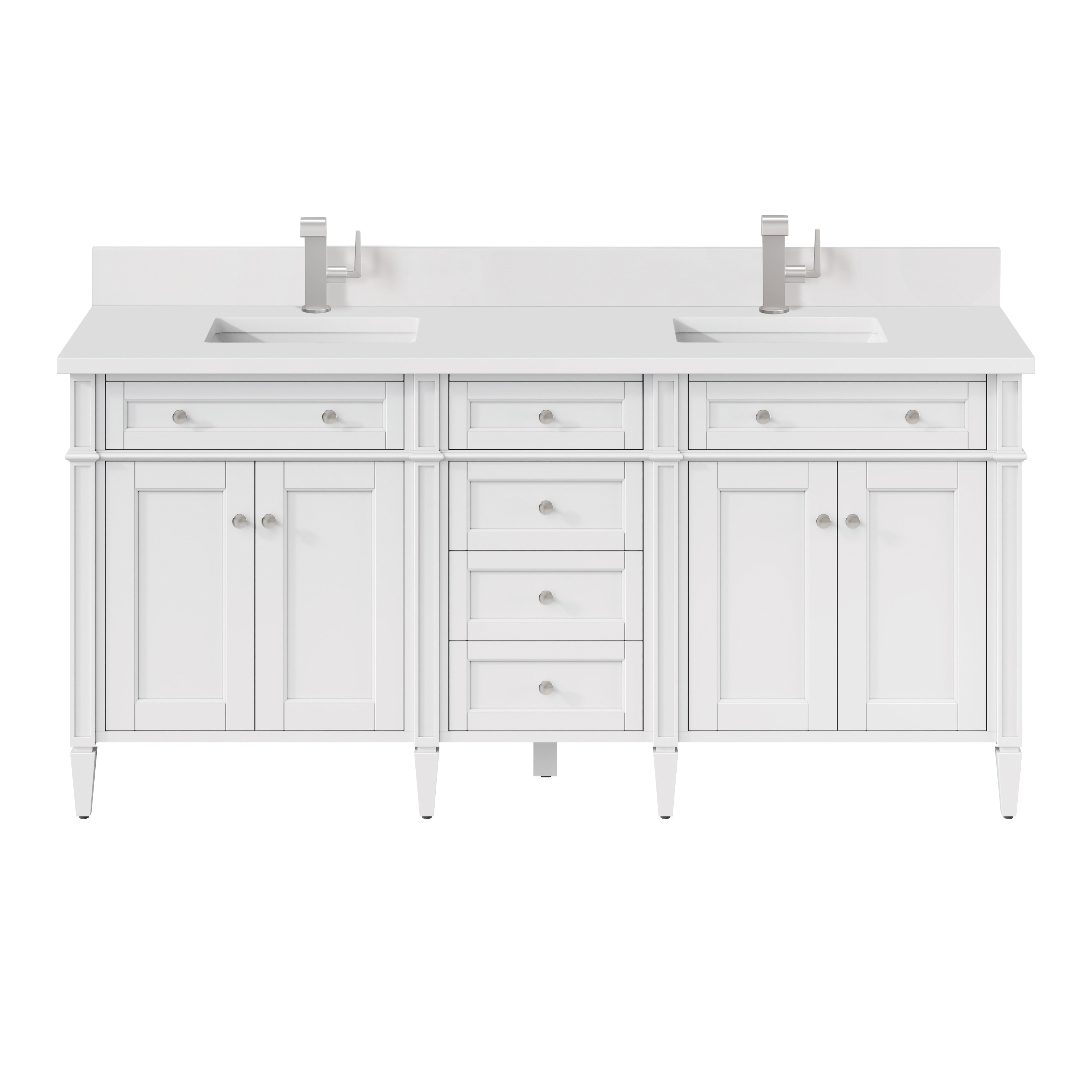 James Martin Vanities 655-V72-BW-1WZ Brittany 72-in Bright White Undermount Double Sink Bathroom Vanity with White Zeus Quartz Top
