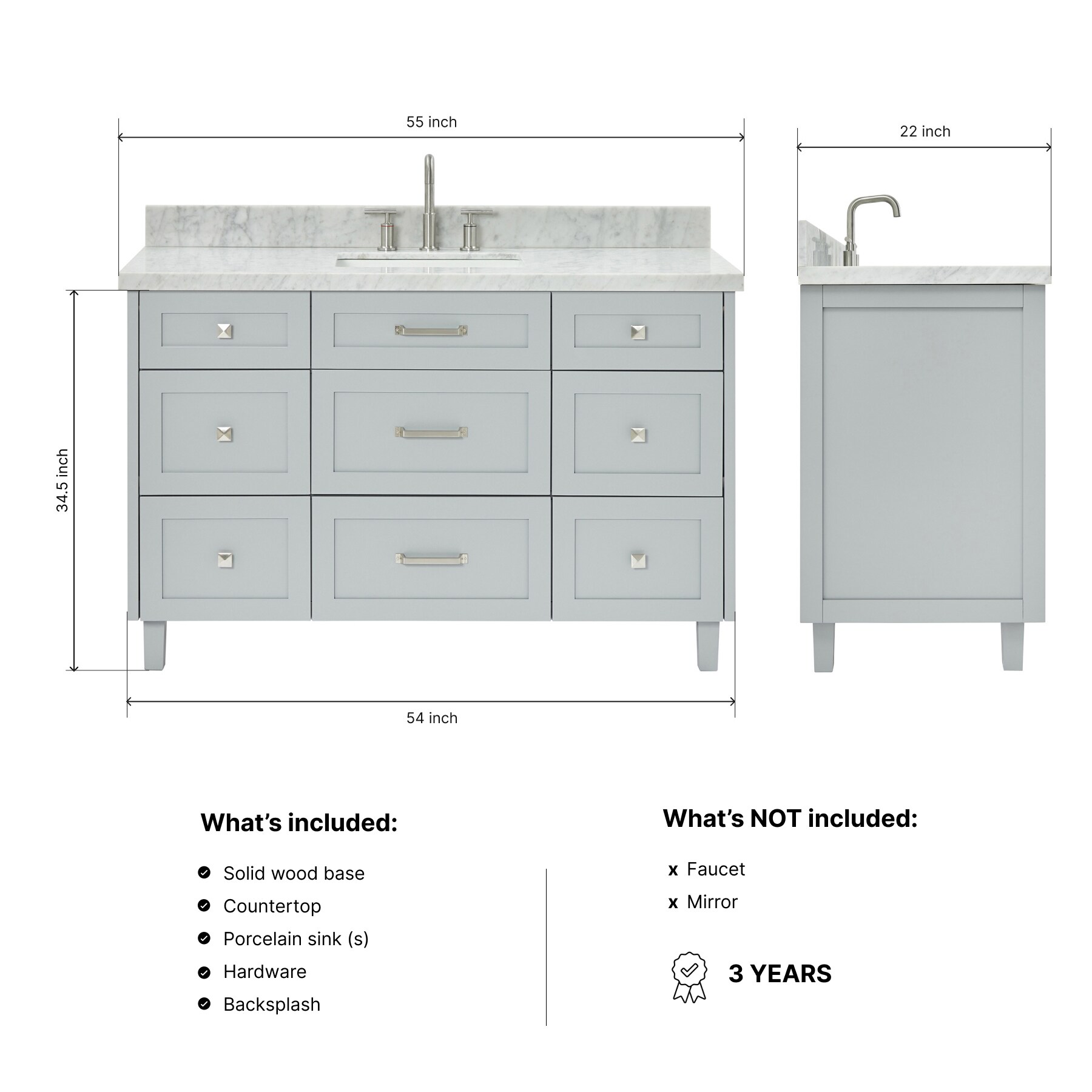 ARIEL B55CWRVOGRY Bath-Vanity-Combo - View #4