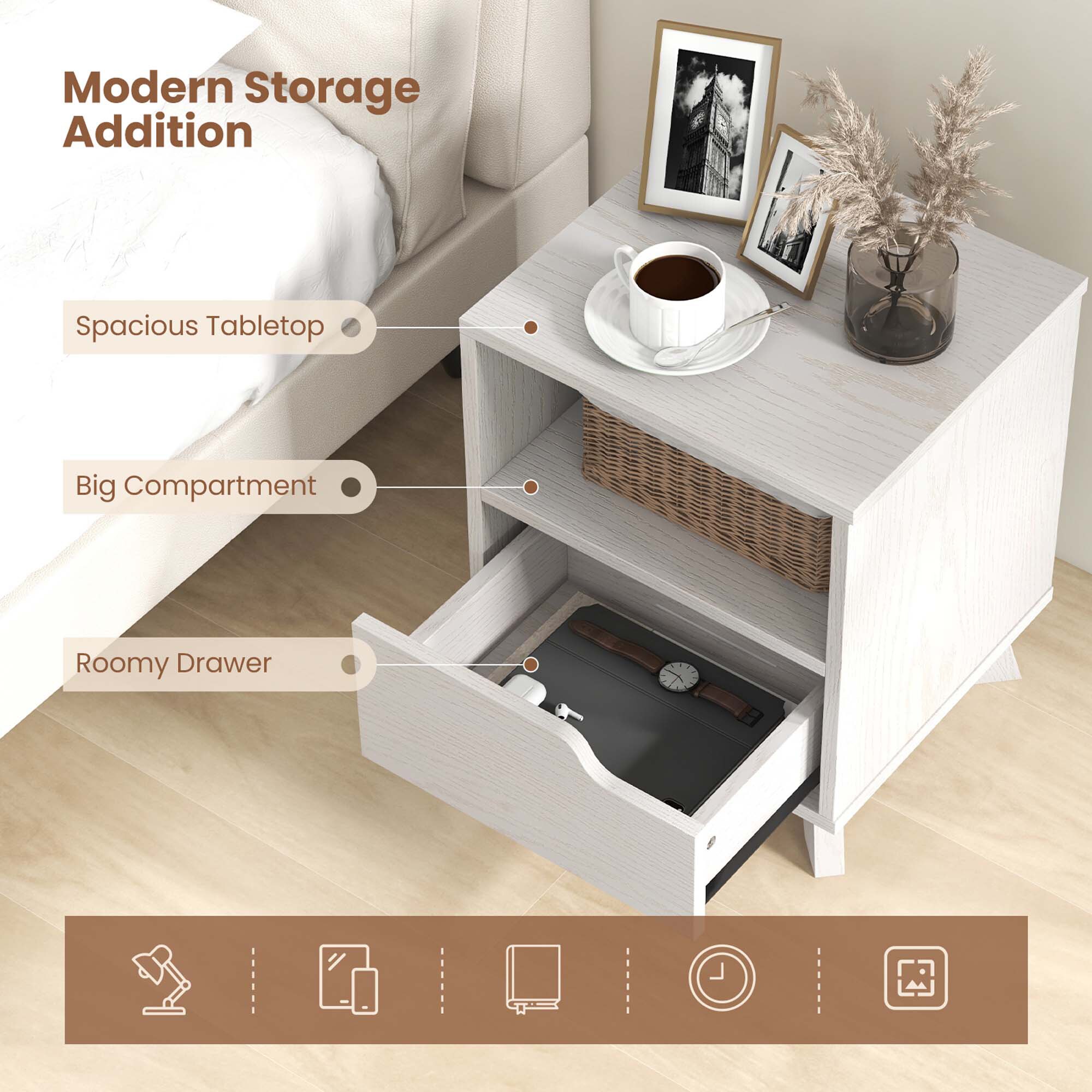Costway HCST00965 nightstands - View #3