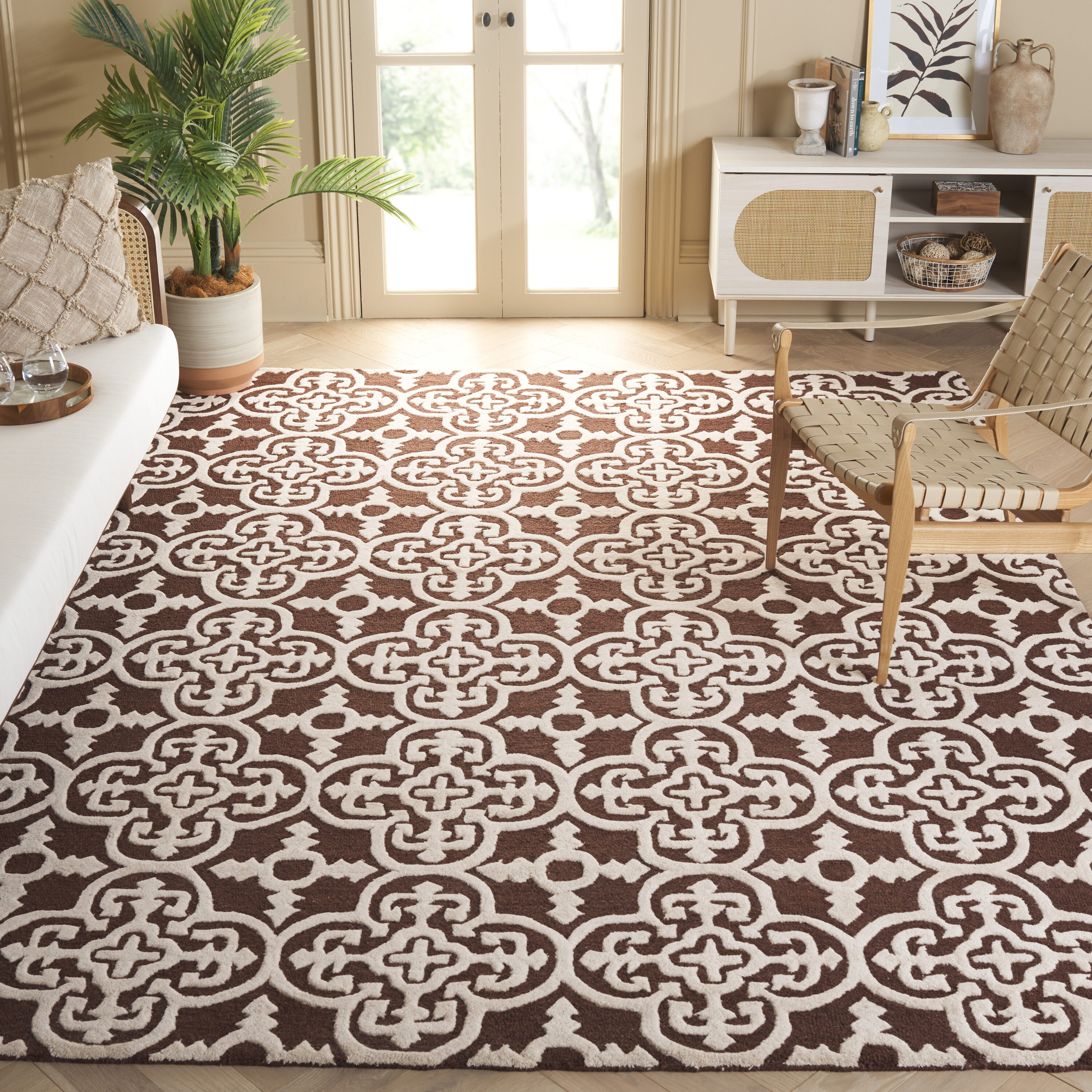  Cambridge 133 Dark Brown/Ivory Contemporary 8ft x 10ft Large Rectangle Rug