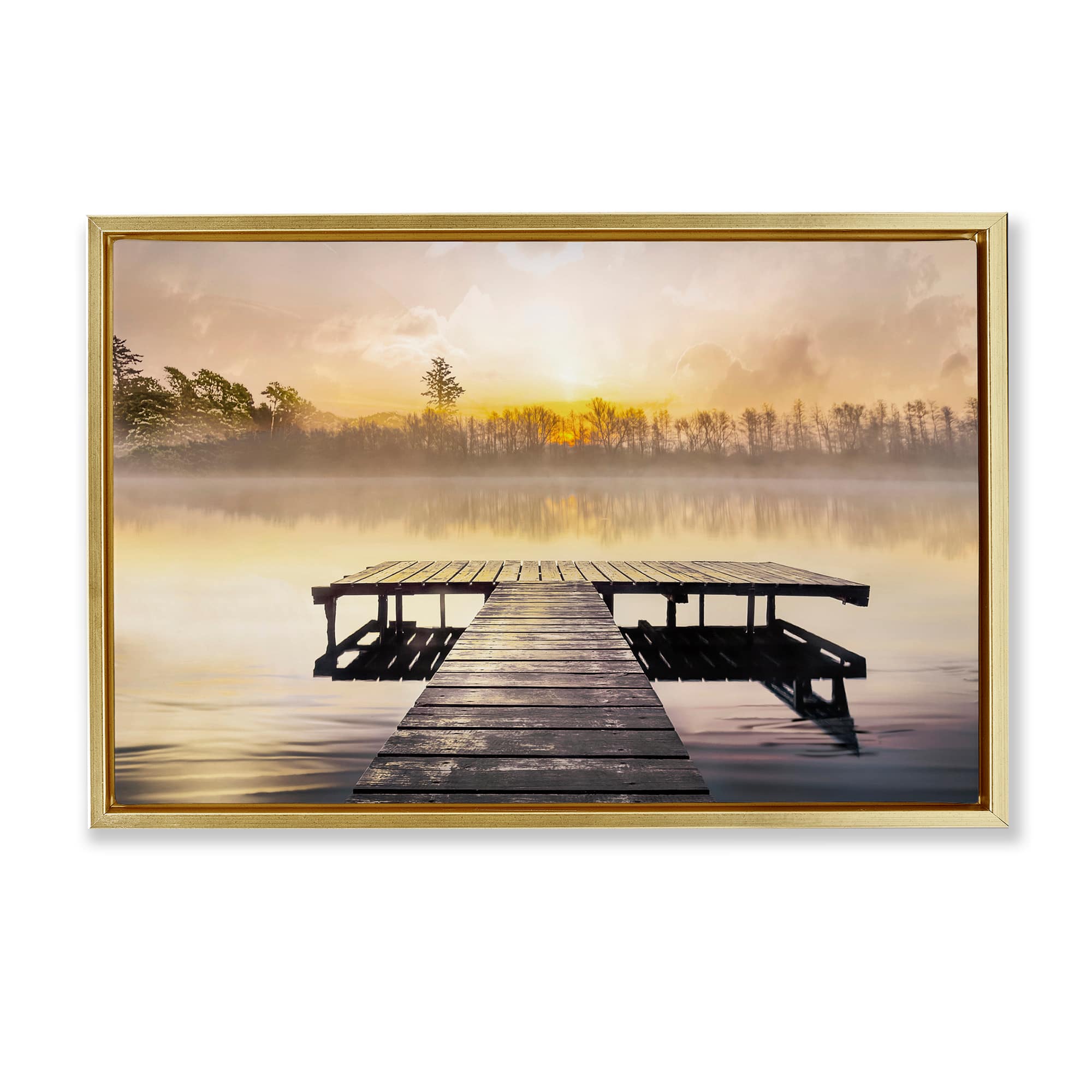 Stupell Industries BT-990-FFG-16X24 Summer Sunrise Dock Floating Frame design by Mike Calascibetta