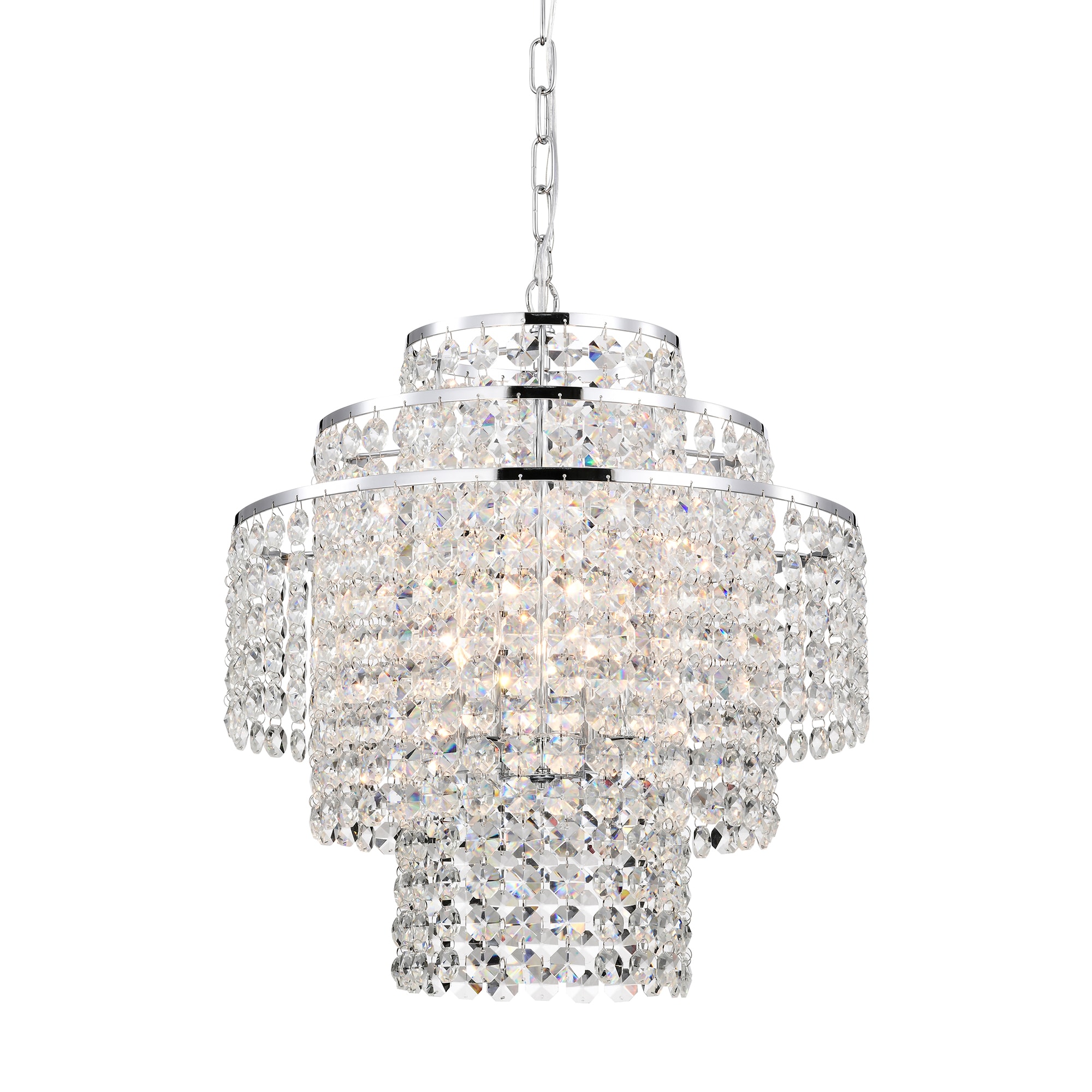 Edvivi EPJ376CH 4 -Light Burnished Chrome Glam Crystal For Use in Bedrooms, Dining Rooms, Foyers, Kitchens, Living Rooms Chandelier