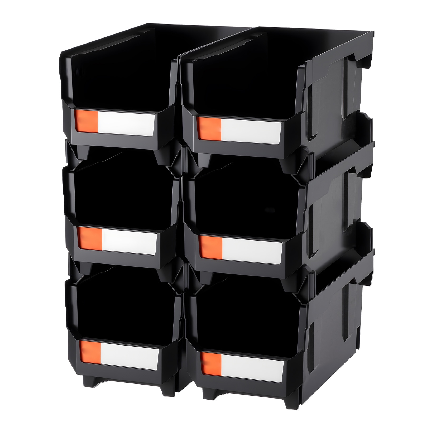 LUXEYARD Plastic Stackable Storage Bins Plastic Containers for Organizing and Storage Bins for Closet Garage Small Parts Office Supplies and Other Accessories Black