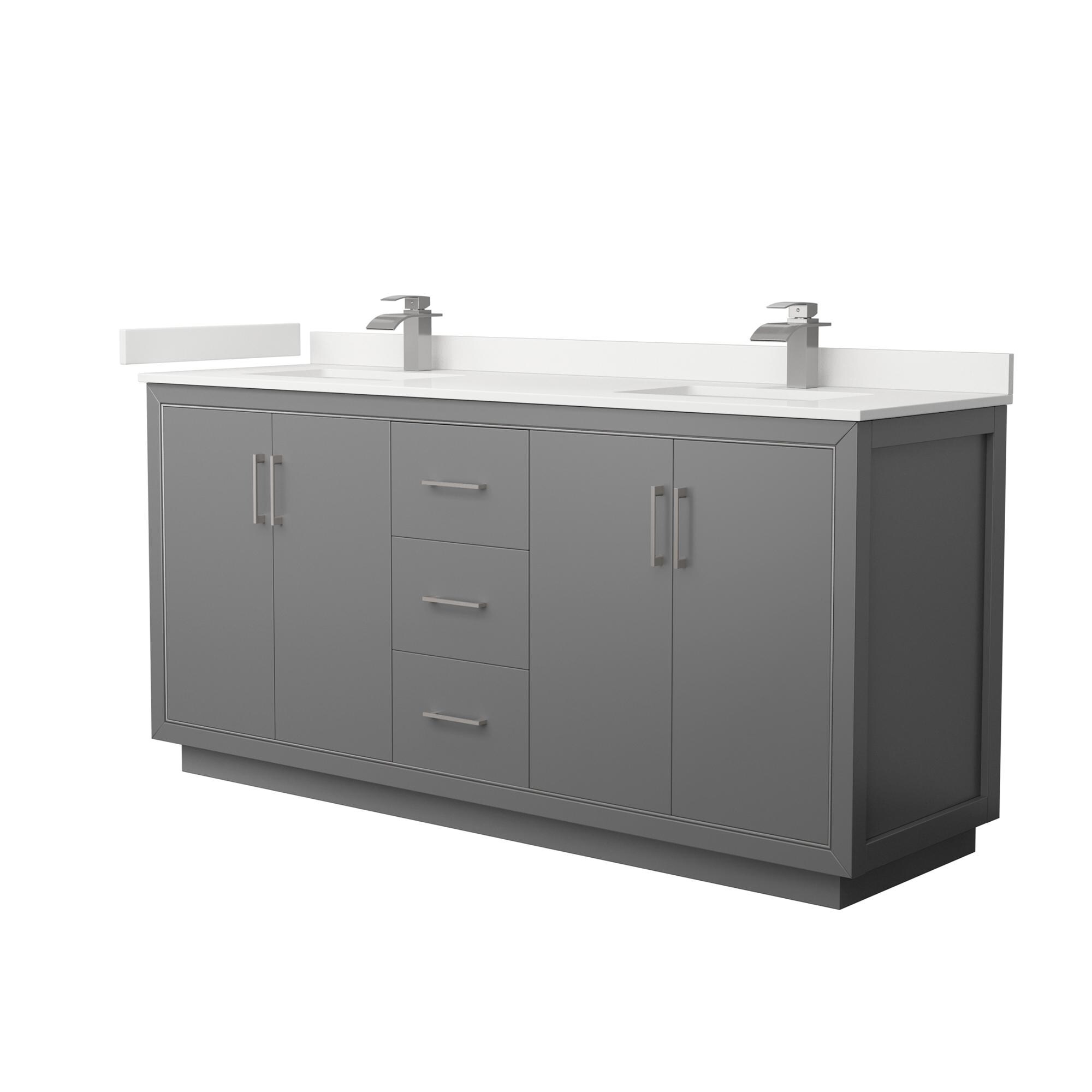 Wyndham Collection WCF111172DKGWQUNSMXX Icon 72-in Dark Gray Undermount Double Sink Bathroom Vanity with White Quartz Top