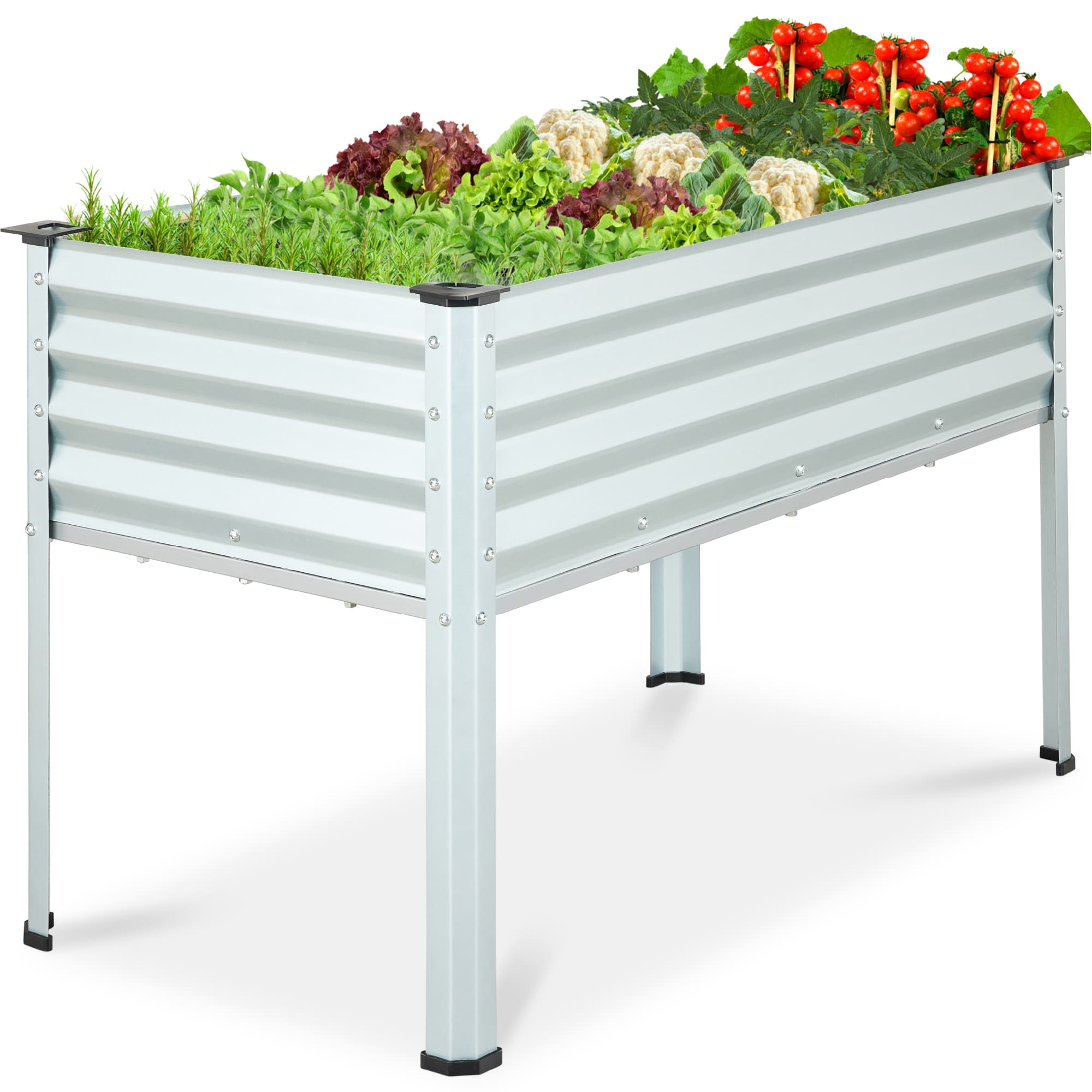 Best Choice Products 48x24x30in Elevated Galvanized Metal Garden Bed w/ Corner Protectors - Silver #SKY8702
