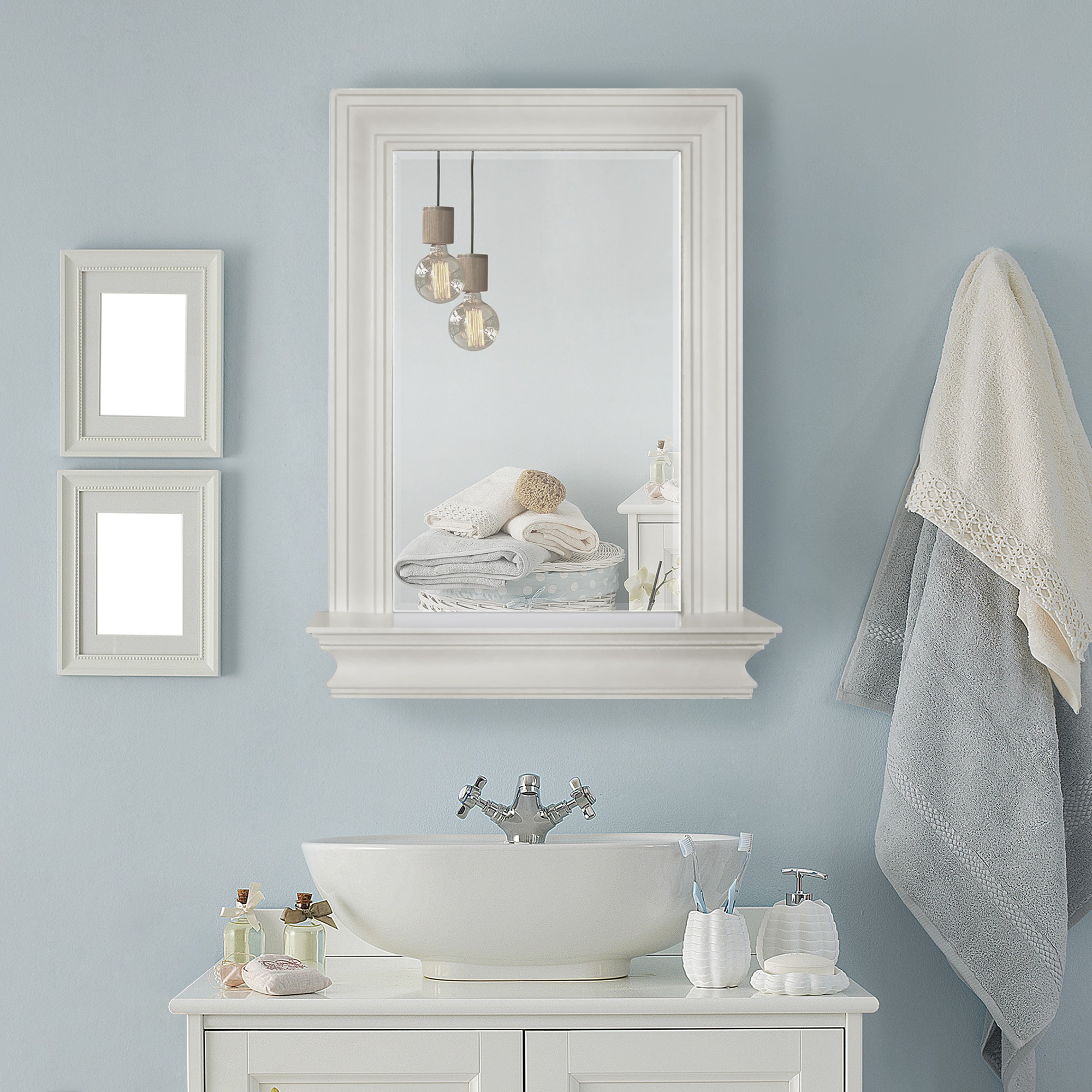 Teamson Home Stratford 18-in x 24-in White Framed Bathroom Vanity Mirror in  the Bathroom Mirrors department at
