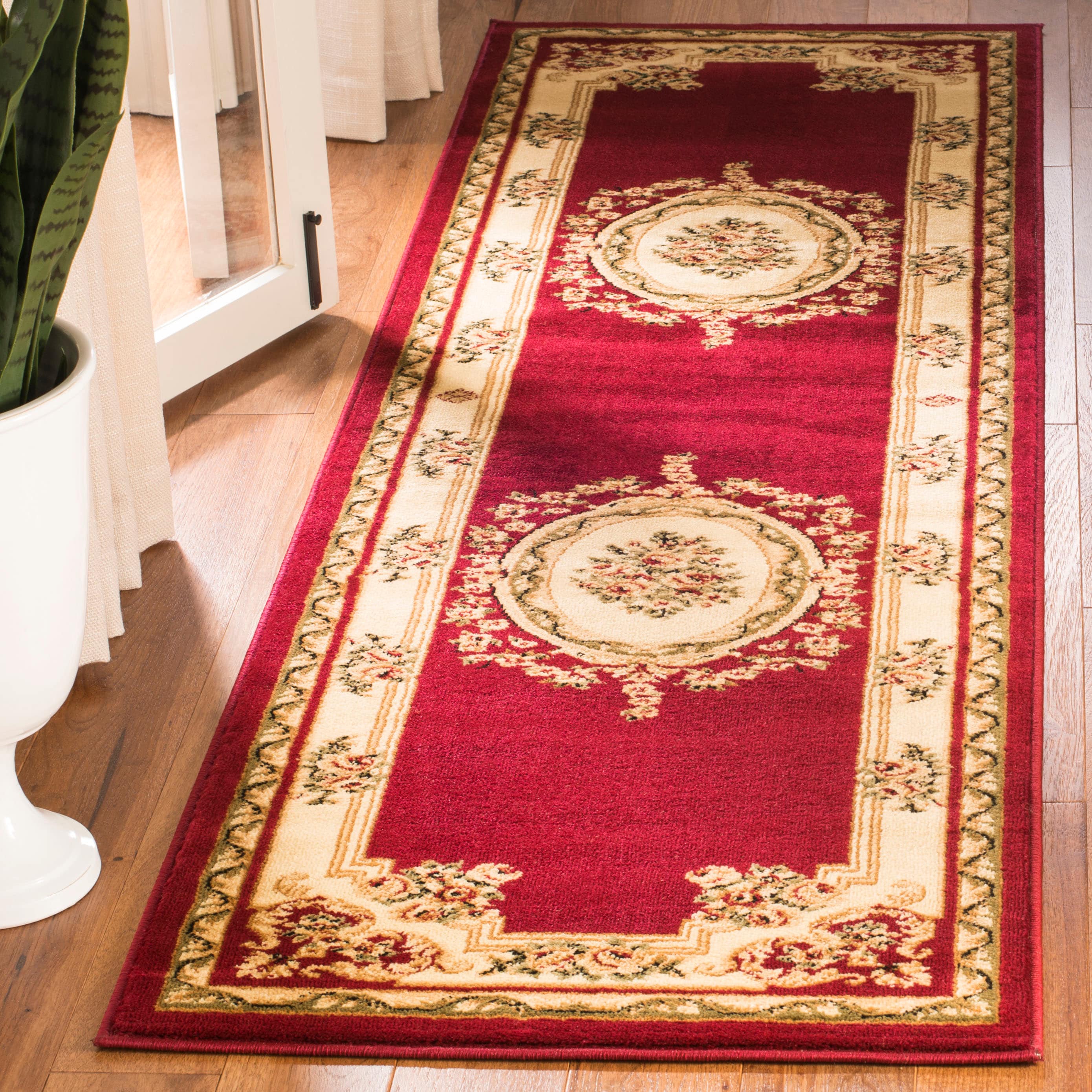 Safavieh LNH218C-212 Lyndhurst Medallion Tabriz 2 x 12 (ft) Loomed Polypropylene Red/Ivory Rectangular Indoor Floral/Botanical Oriental Runner rug