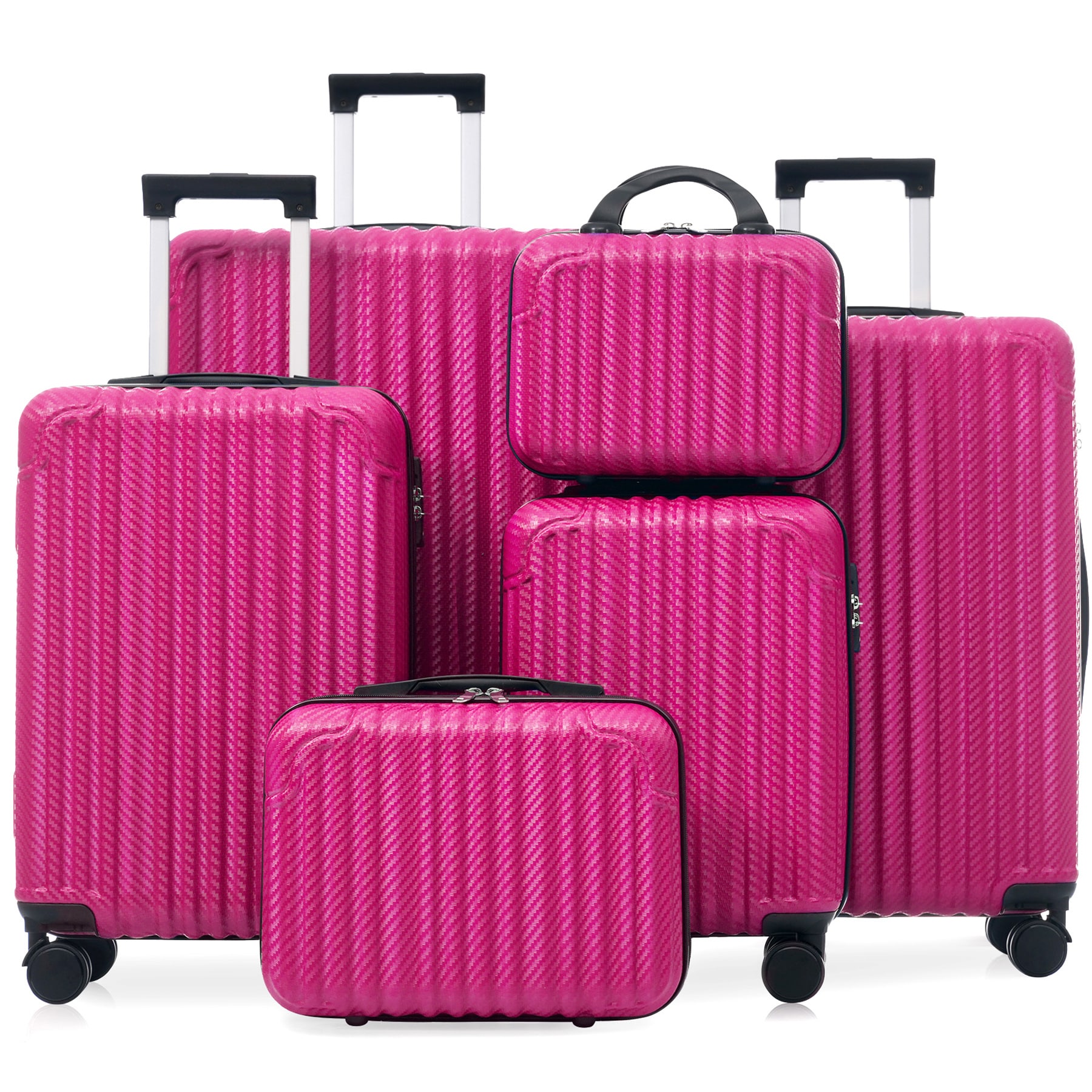 SINOFURN 6 -Bag Hardshell 19.2x11.8x29.5 Plastic Pink Spinner Suitcase set