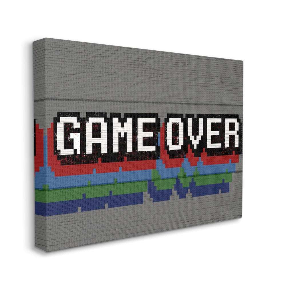 Stupell Industries AB-367-CN-16X20 Retro Game Over Phrase Rustic Video Game Text Daphne Polselli 20-in H x 16-in W Inspirational Print on Canvas