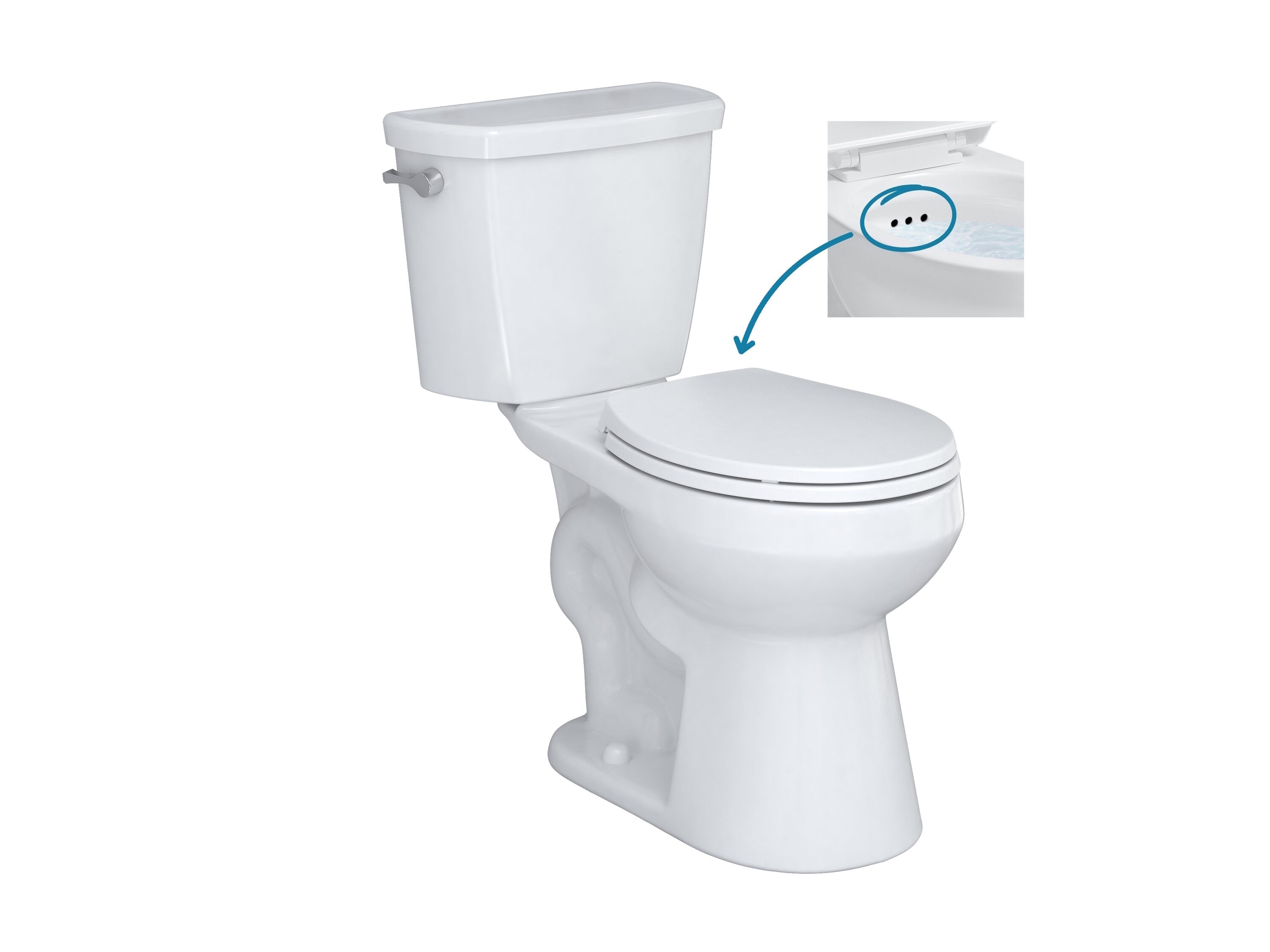 CRAFT + MAIN TL-5800AFH-RW EASLEY FLUSH GUARD White Round Tall height Soft Close 2-piece Toilet 12-in Rough-In WaterSense 1.28 GPF