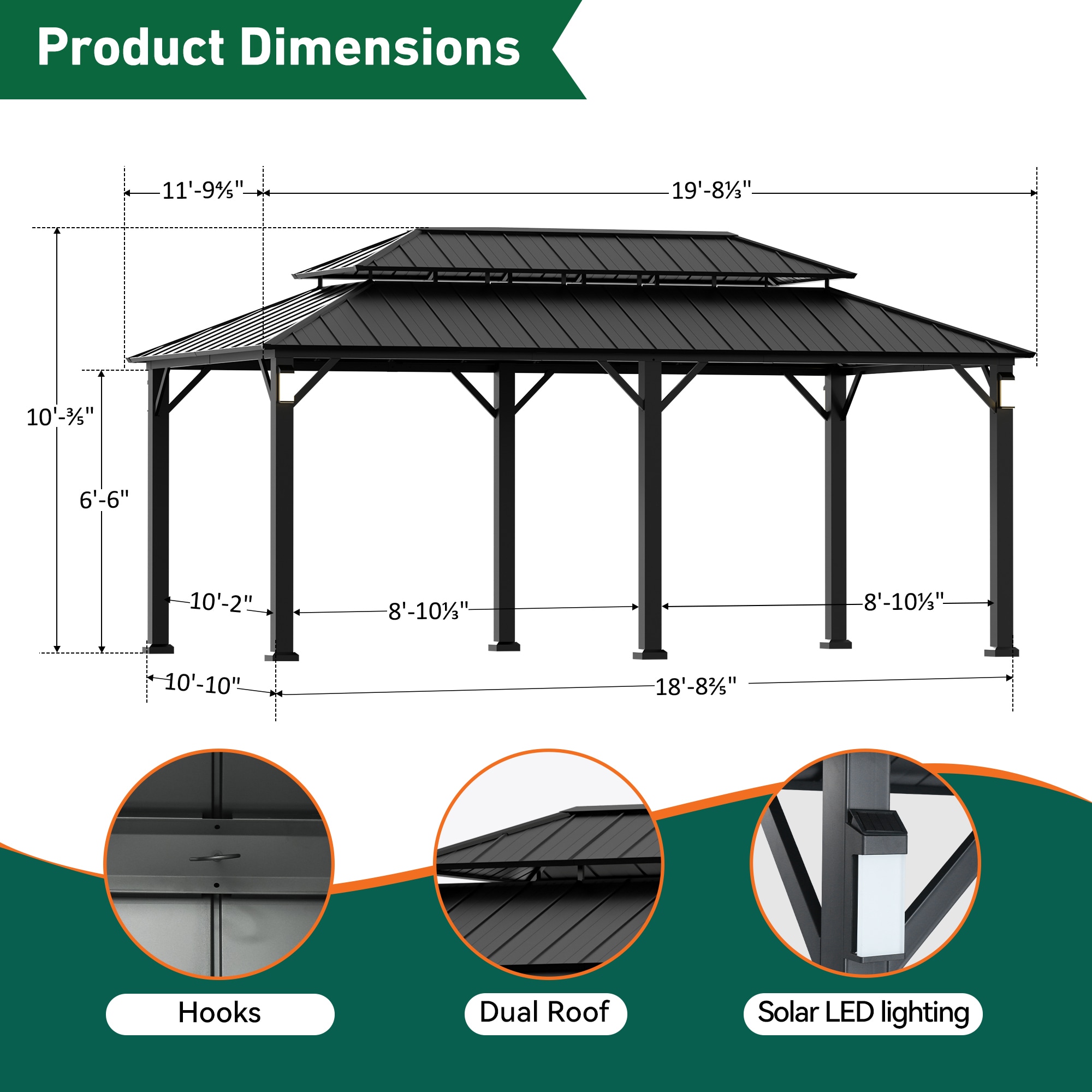 ELEVATE OUTDOORS IG10600148-1220 Wood-Resin-Gazebos - View #3