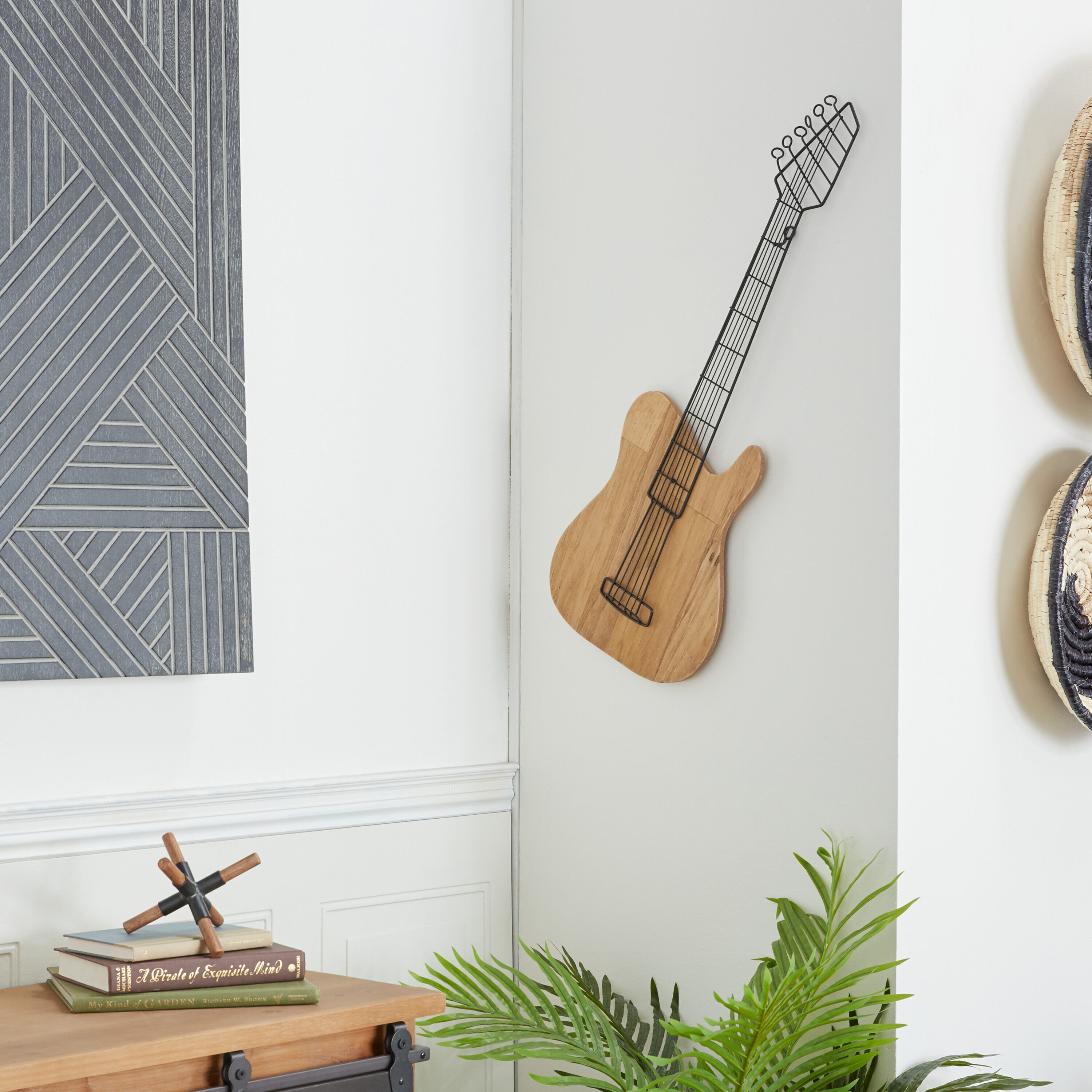 2-in W x 31-in H Guitar Country Wall Sculpture in Black | - Grayson Lane 61477