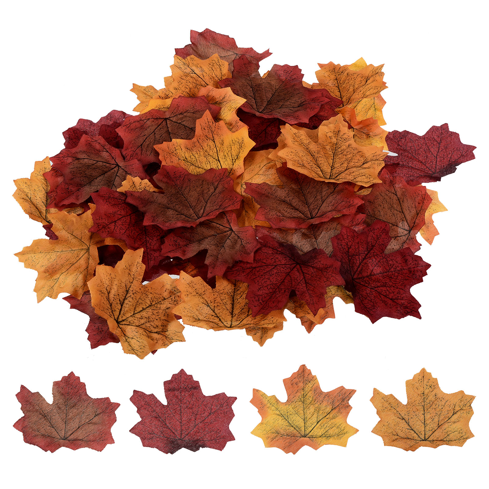 PATIKIL Artificial Leaves 200pcs Mixed Fall Maple Autumn Fake Leaf for Wedding Party Thanksgiving Halloween Decoration 4 Assorted Color