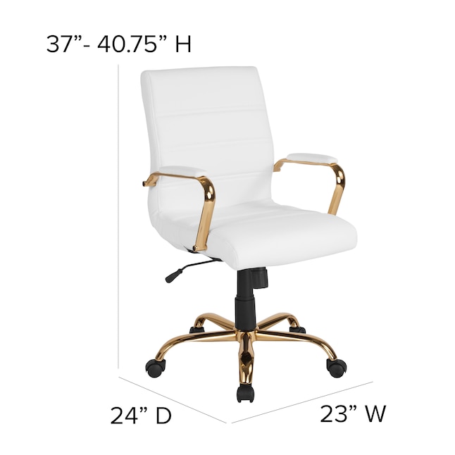 Swivel Faux Leather Executive Chair, White Leather Office Desk Chair