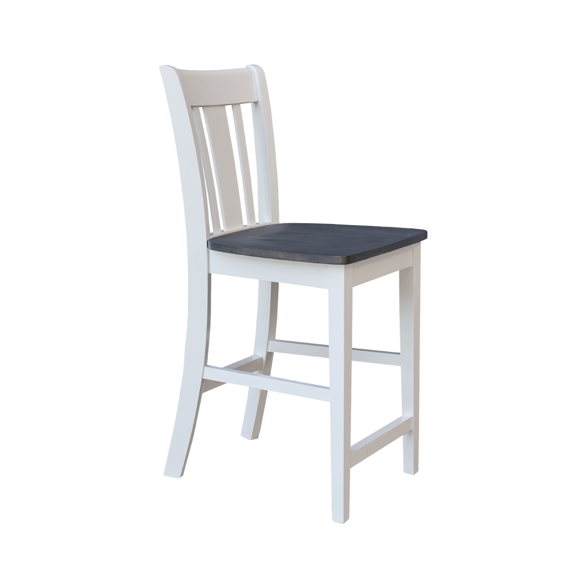 San Remo 24" White and Heather Gray Solid Hardwood Counter Stool