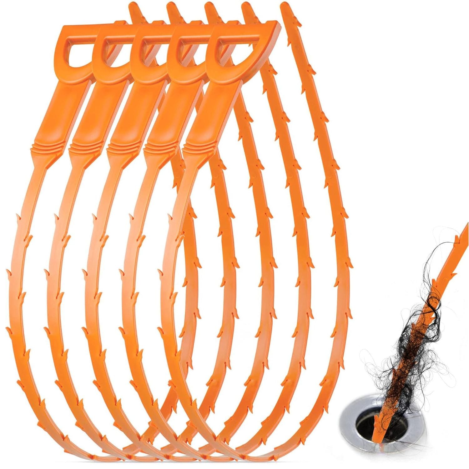Zulay Kitchen 5 Pack 20 Inch Drain Clog Remover Snakes for Sinks Tubs and Toilets