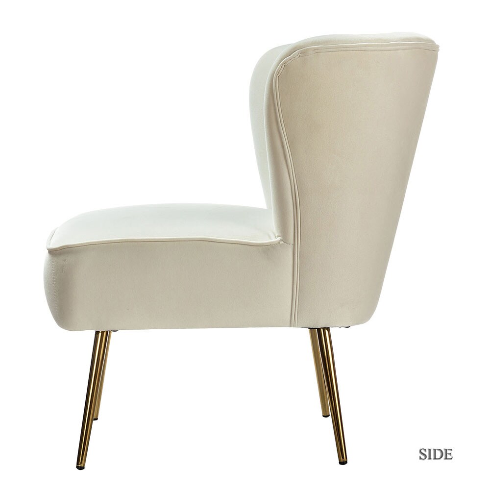 14 Karat Home Casual Ivory Velvet Accent Chair in the Chairs department