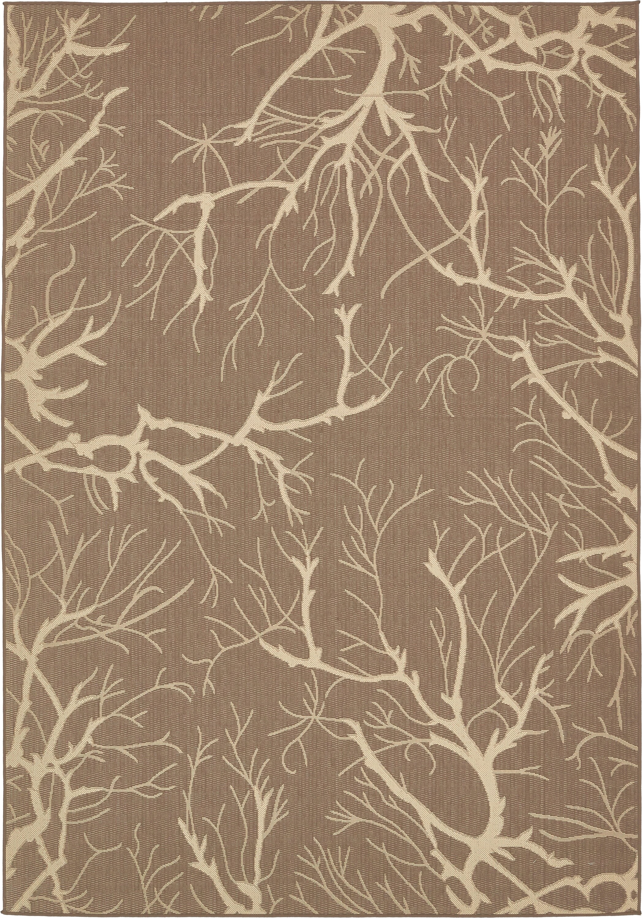 Unique Loom 3135530 Branch Outdoor 7 x 10 (ft) Loomed Polypropylene Brown/Beige Rectangular Indoor/Outdoor Floral/Botanical Area rug