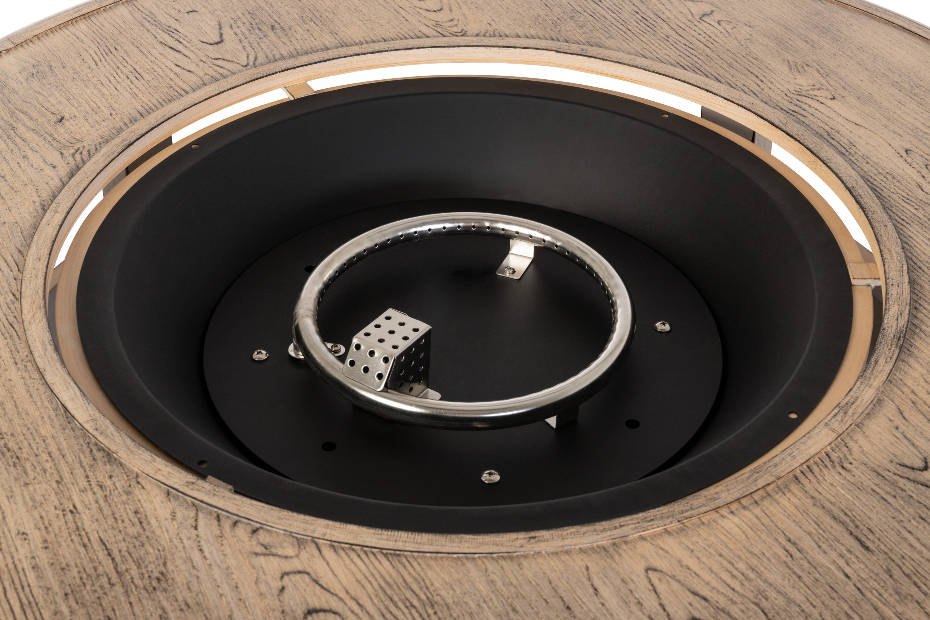 Thatcher Driftwood Aluminum Round Gas Fire Pit Table