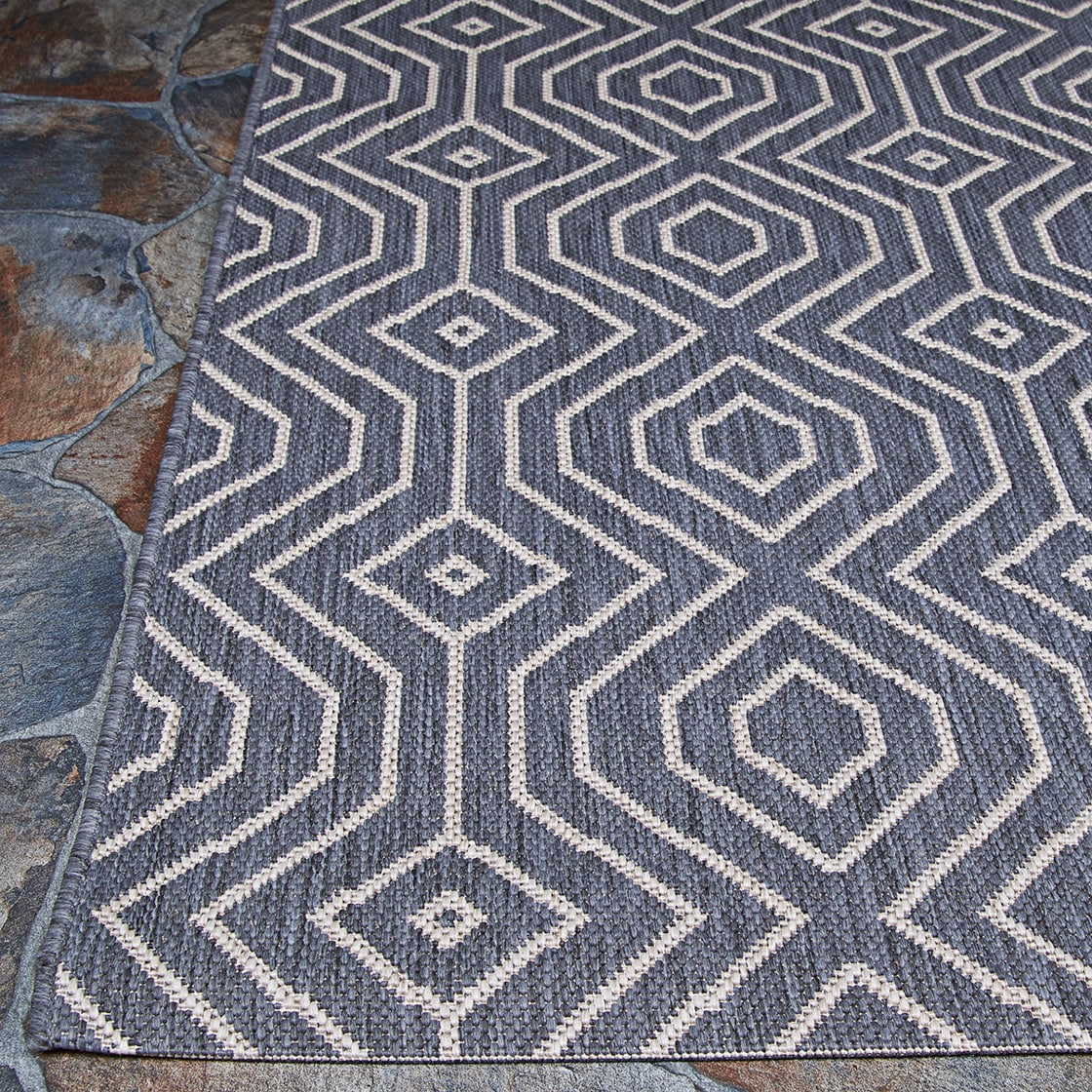 Afuera Ivory Synthetic 2' x 11' Modern Flat Woven Runner Rug