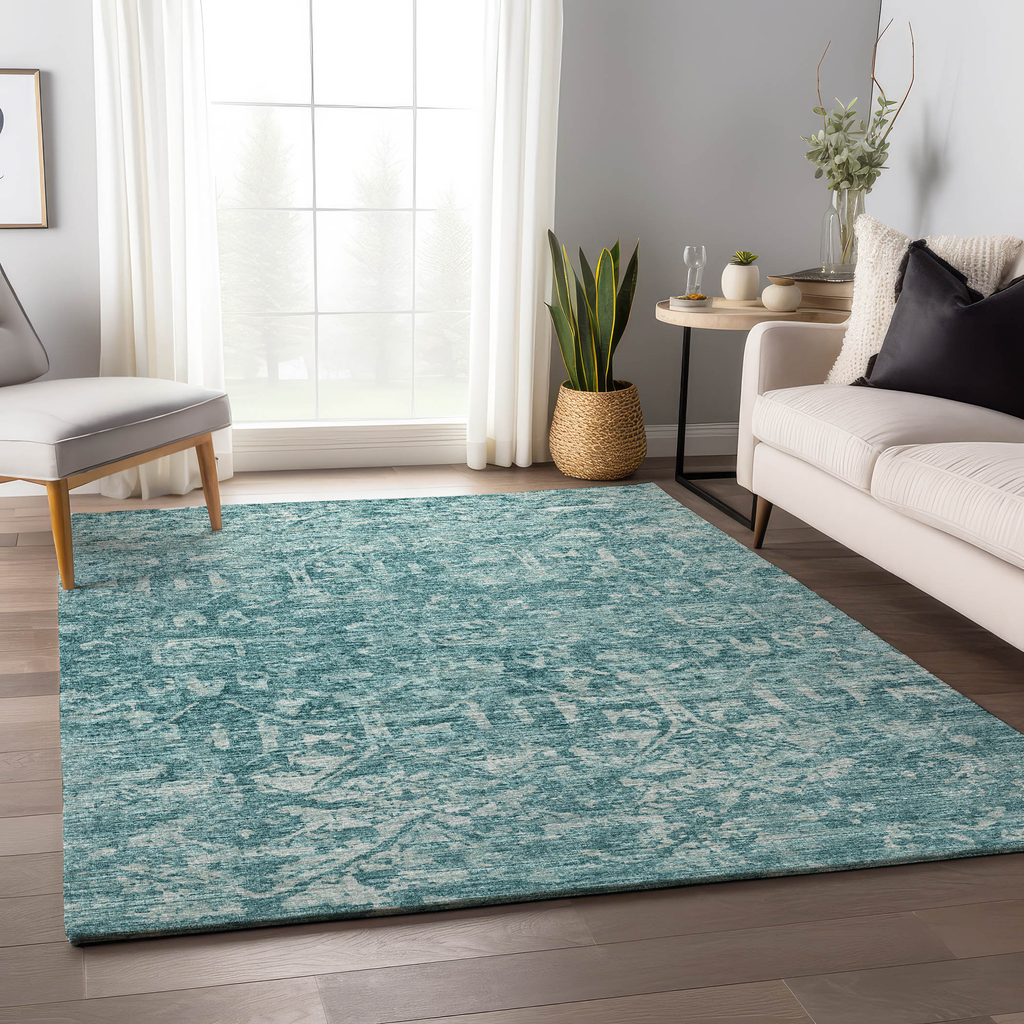 Addison Rugs AMF40BL9X12 Mayfield AMF40BL 9 x 12 (ft) Loomed Polyester Blue Rectangular Indoor Abstract Machine washable Area rug