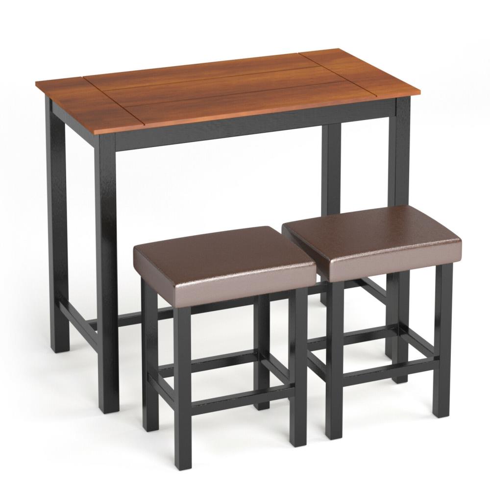 WELLFOR HW-HLY-63991 Brown; Black Contemporary/Modern Dining Room Set with Rectangular Table (Seats 2)