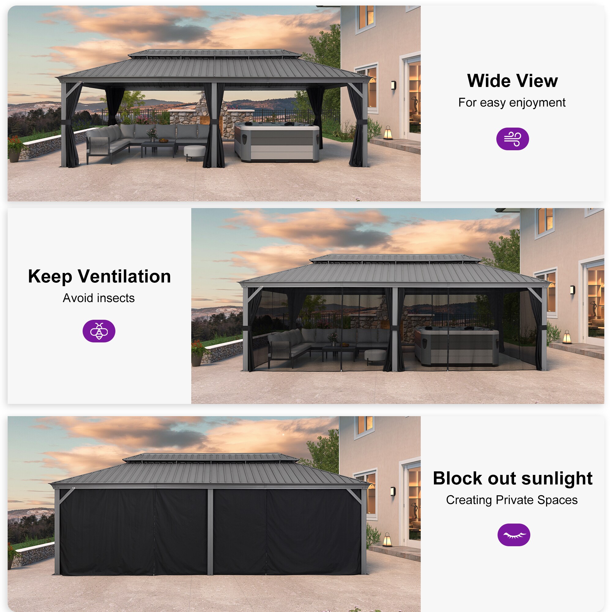 PURPLE LEAF LSHSHTG1224 Wood-Resin-Gazebos - View #11