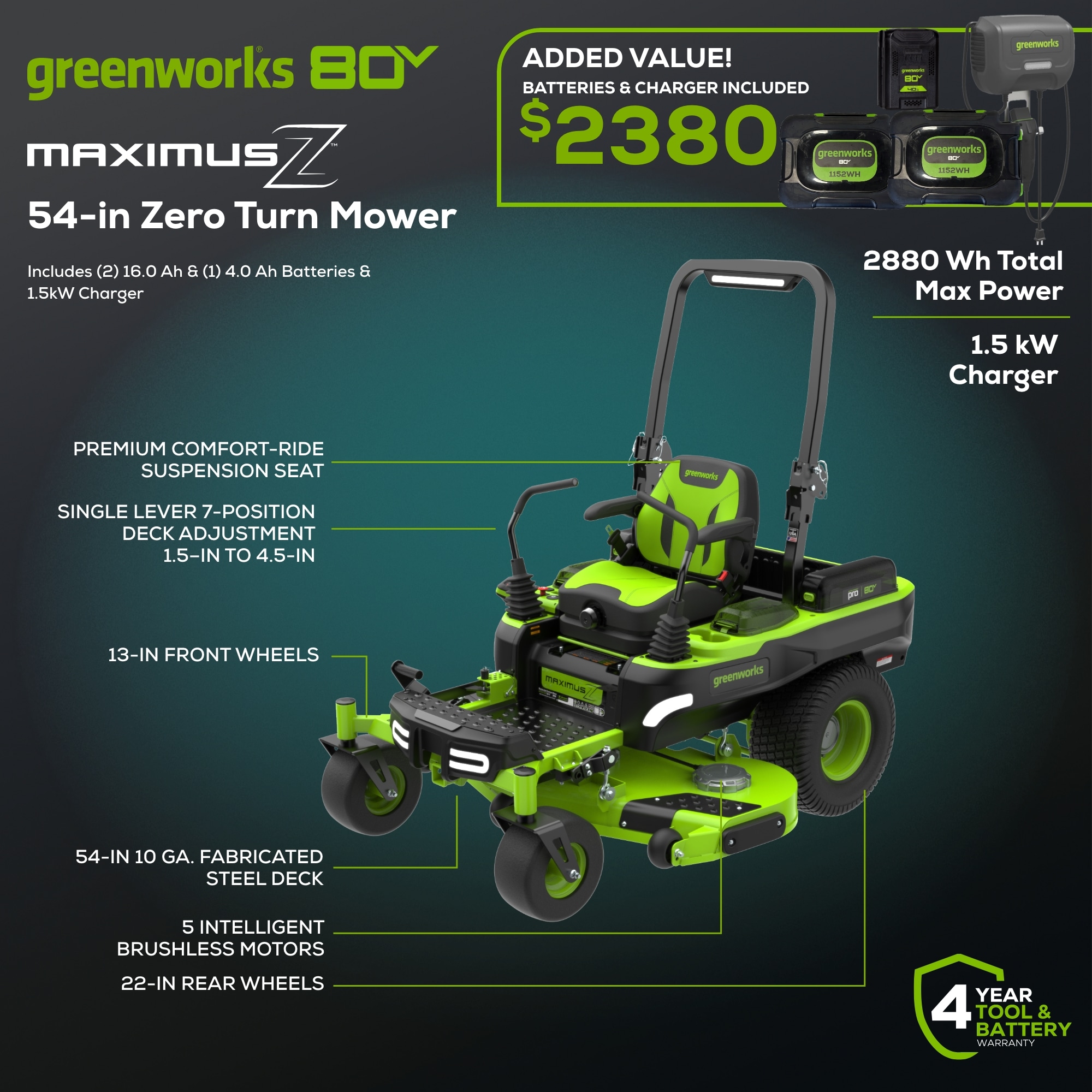 Greenworks MZ548 Zero-Turn-Mowers - View #4