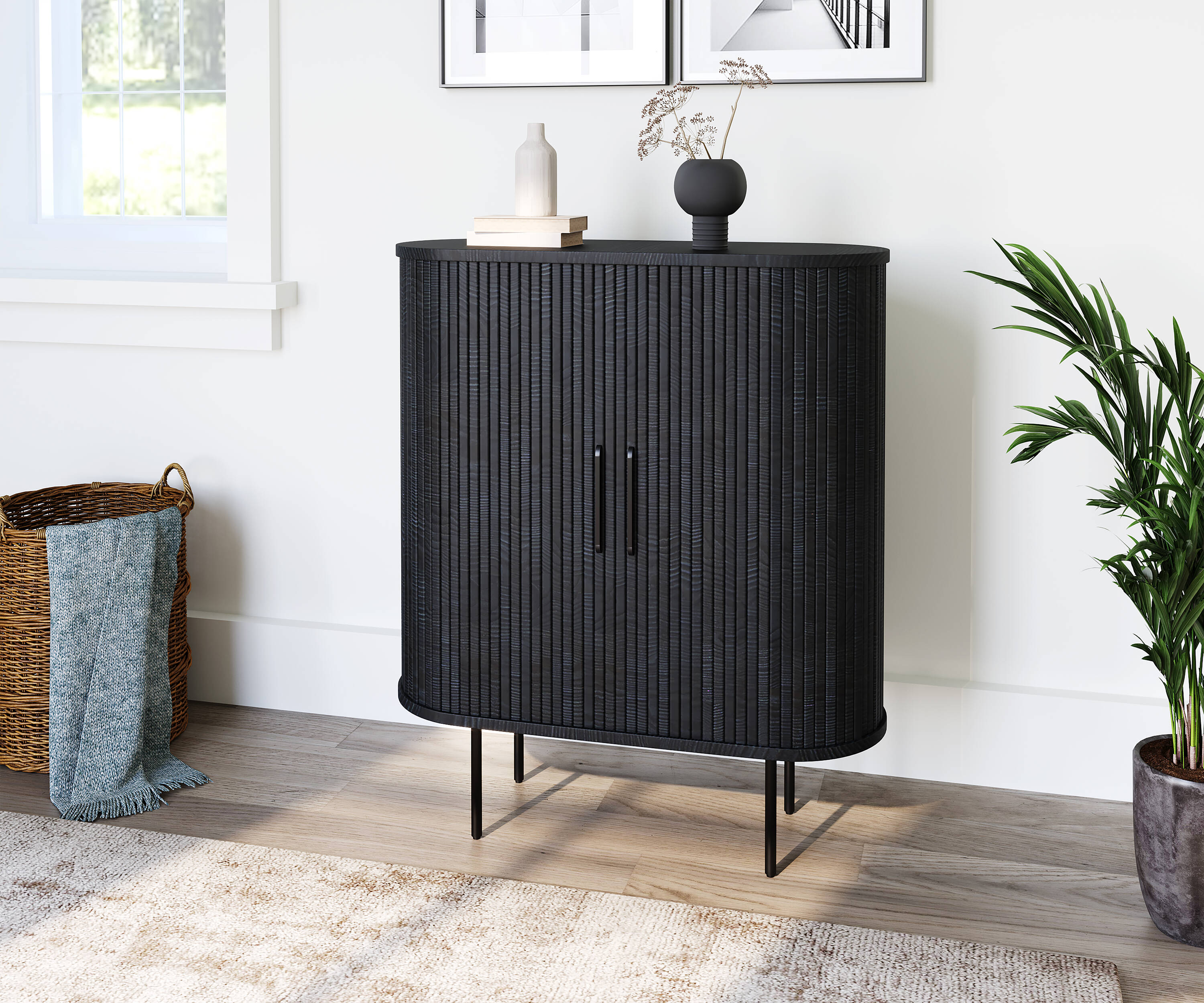  NL-4624-BLK 39.25-in W 2-Door Black Oak Accent Cabinet