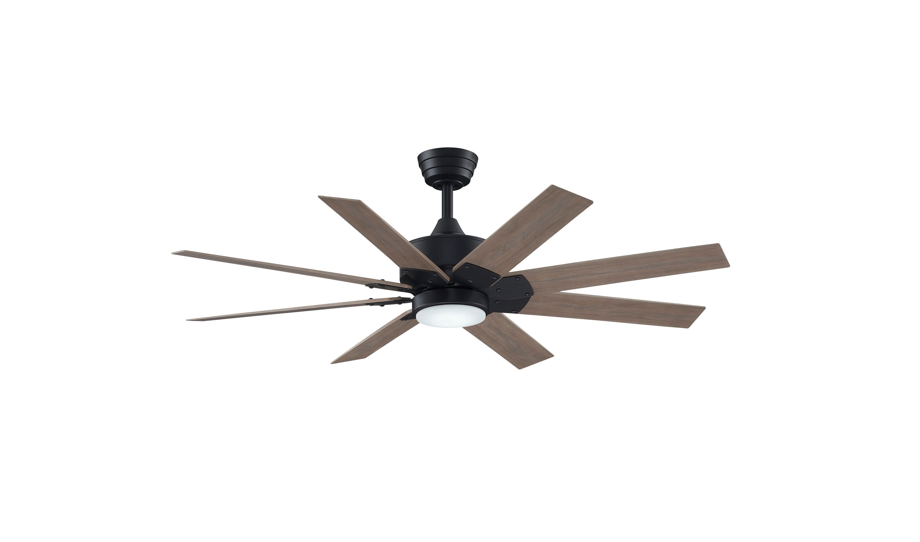Fanimation FPD7912BBL-52WP-LK Levon Custom 52-in Color-Changing Integrated LED Outdoor Smart Black with Washed Pine Blades Ceiling Fan With Light - Remote Included ( 8 -Blade )