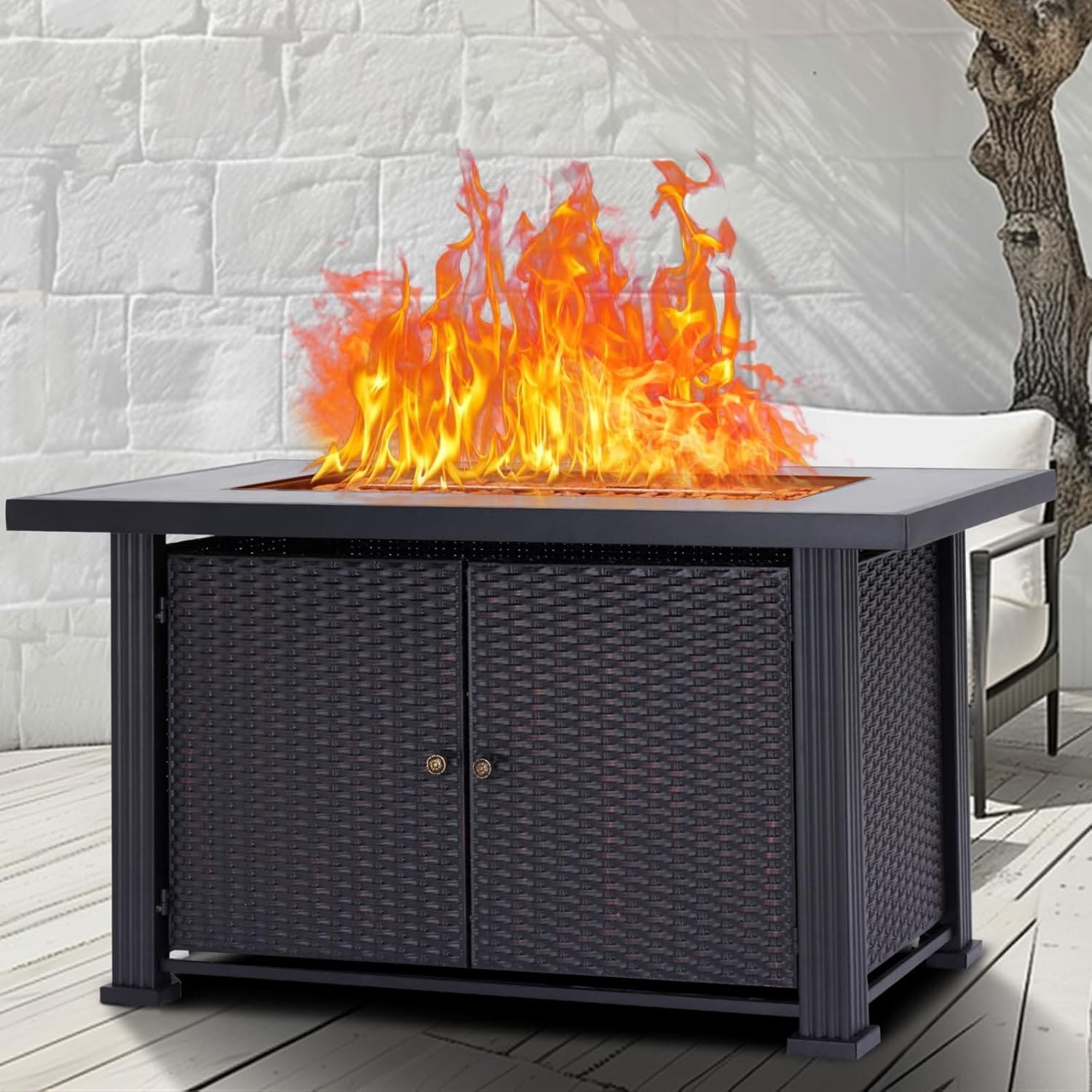 Garvee 44 Inch Propane Fire Pit Table - 50000 BTU Outdoor Gas Fire Table for Deck Backyard GardenGray #LSHQQPHO-0WCTBW4S