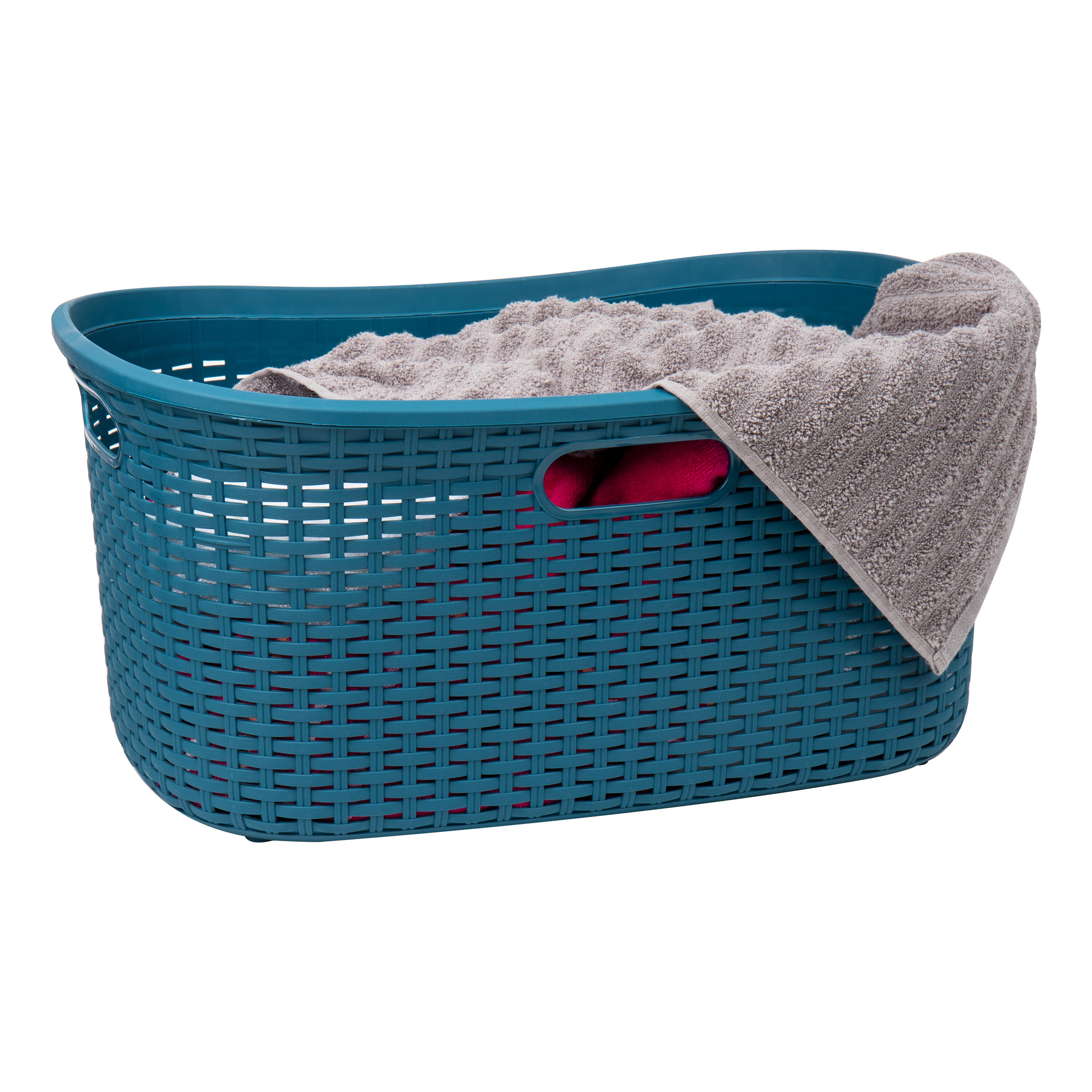 Mind Reader 40LBASK-BLU 40-Liter Blue Plastic Laundry Basket