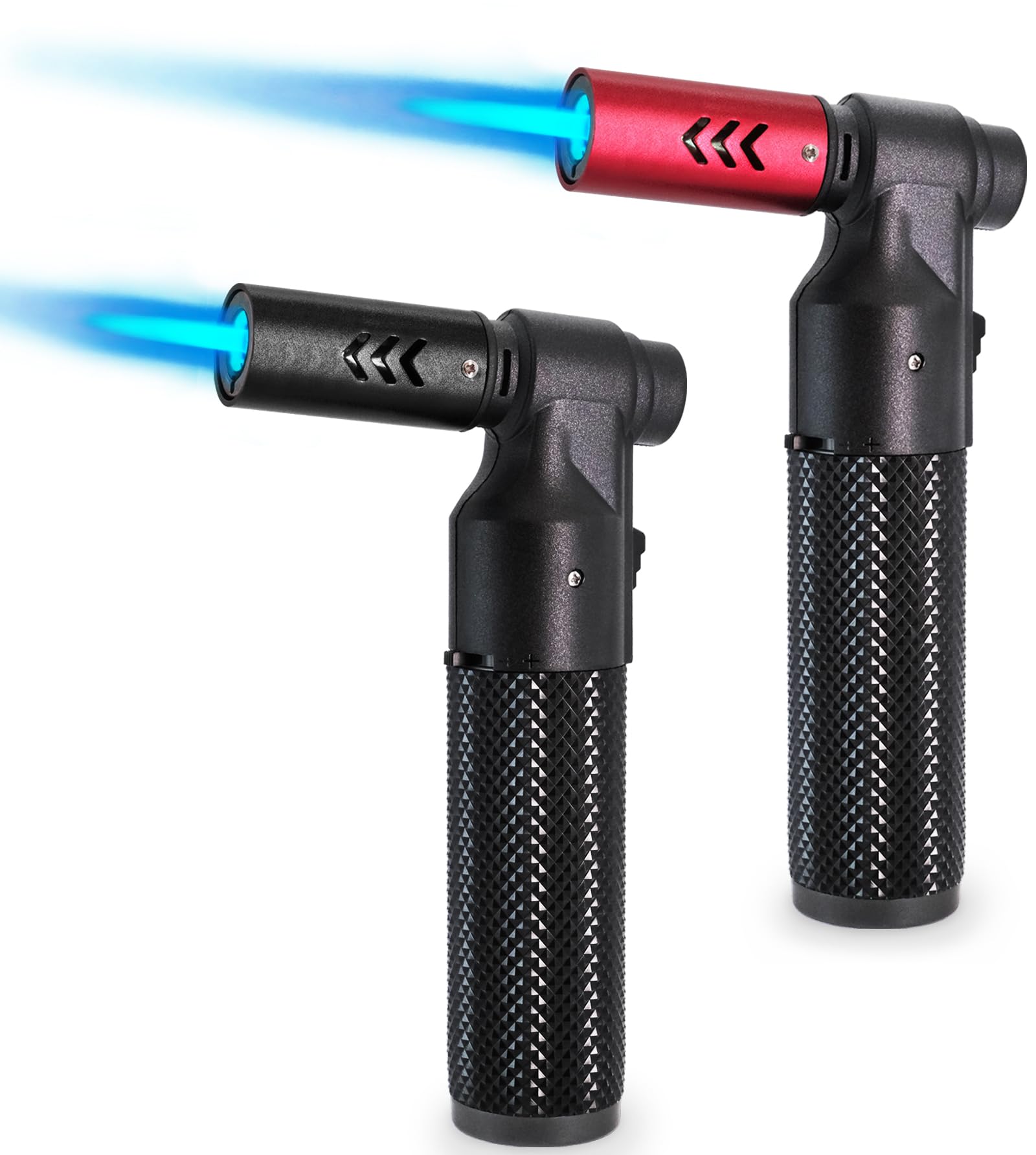 Etokfoks  2 Pack Butane Torch Lighter Refillable Adjustable Mini Blow Torch with Big Jet Flame 5.55 x 3.15 x 1.18 Inch for Cooking Camping BBQ