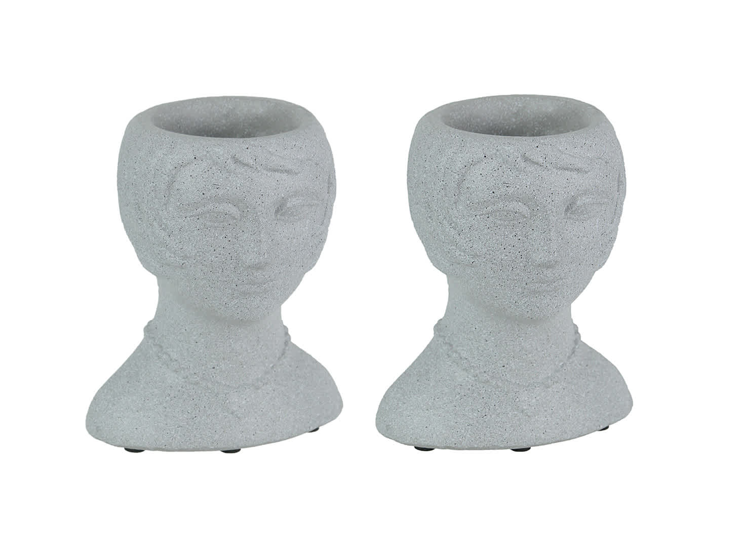 Things2Die4 MRC-53722-LT-SET Set of 2 Roaring 20's Flapper Lady Gray Concrete Head Mini Planter 6 Inches Tall