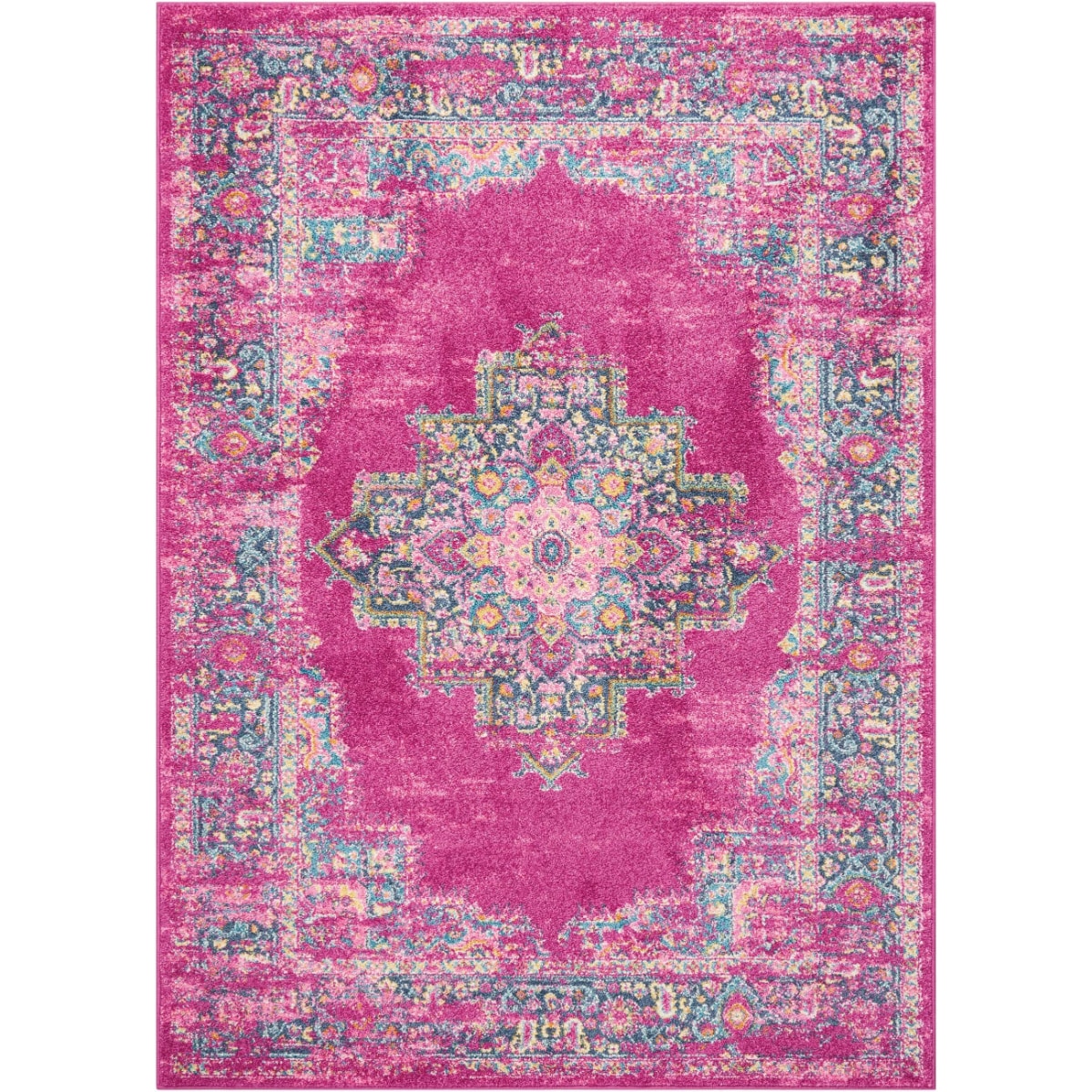 HomeRoots 4000385262 5 x 7 (ft) Loomed Polypropylene Fuchsia Rectangular Indoor Area rug