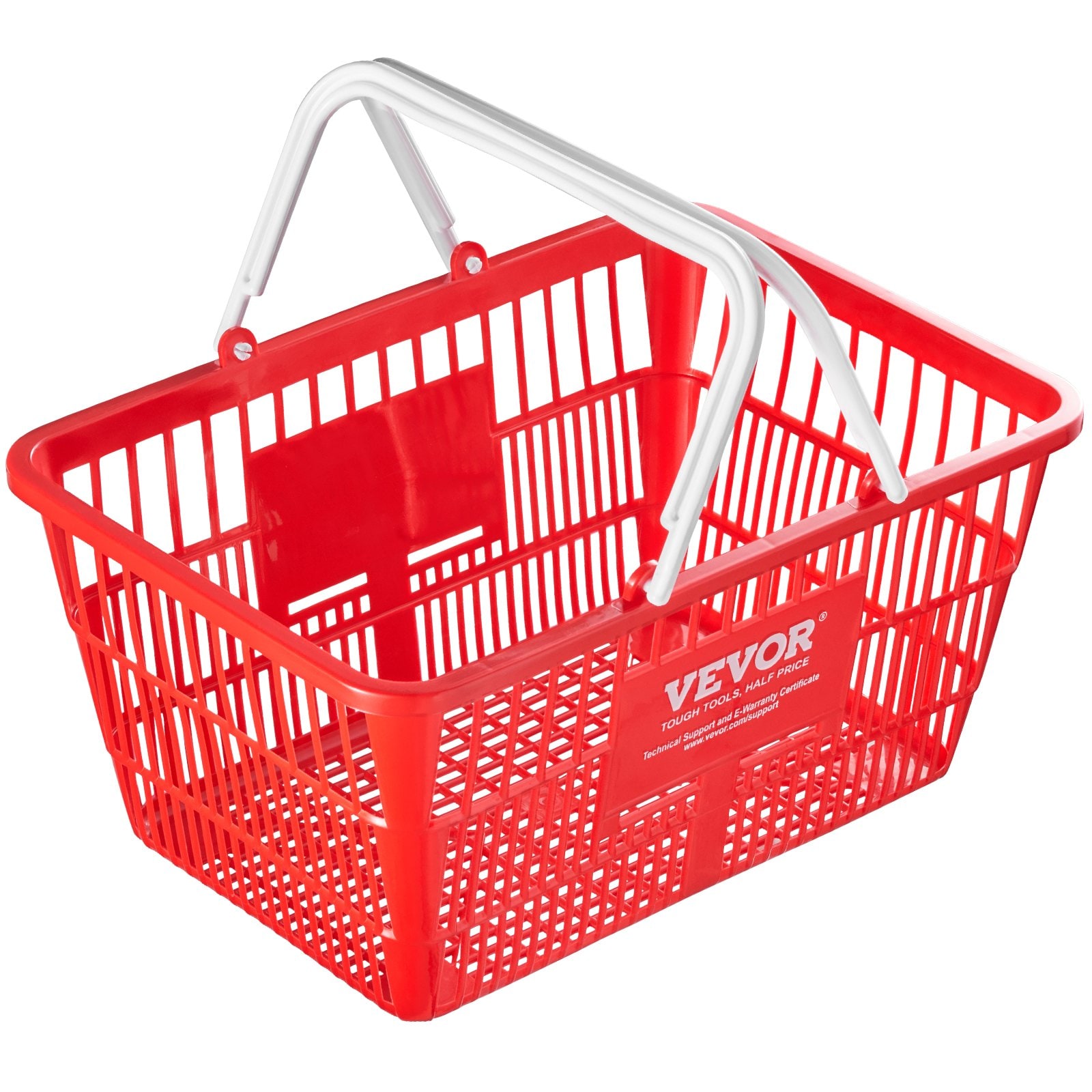 LOVMOR SF-H-T3342P311683 Shopping Basket Portable Grocery Basket 20PCS 21L with Handle Stand Red