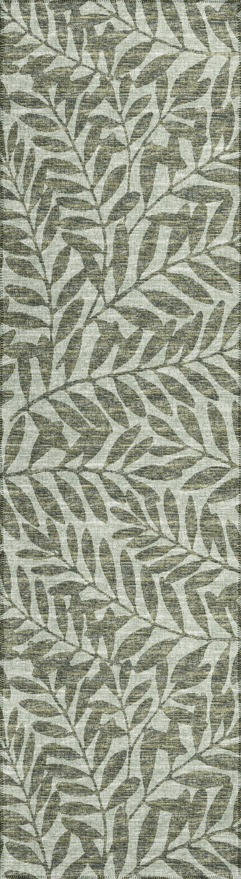 Addison Rugs AYU35GN2X8 Yuma 2 x 8 (ft) Chenille Green Rectangular Indoor/Outdoor Floral/Botanical Tropical Machine washable Runner rug