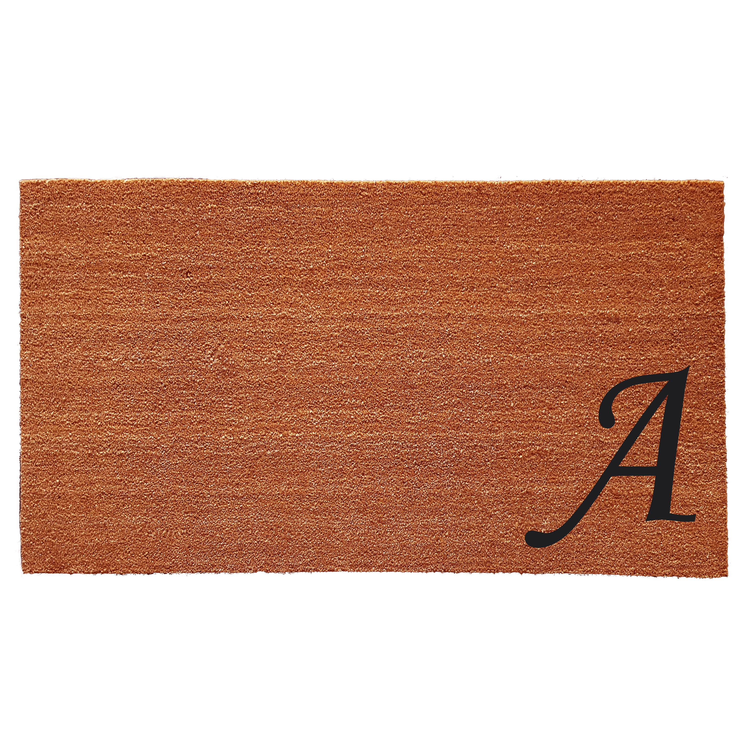 Natural Coir Monogrammed Outdoor Doormat with Black Lettering