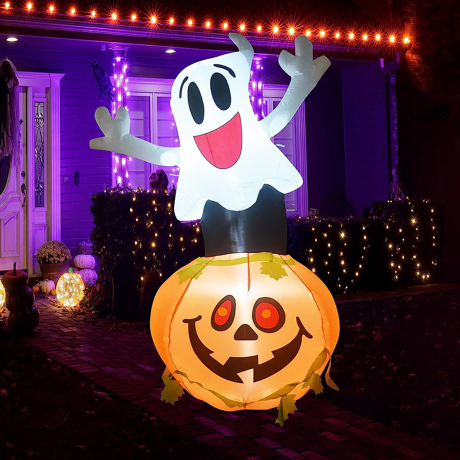 GOOSH 5-ft Lighted Ghost Inflatable in the Outdoor Halloween ...