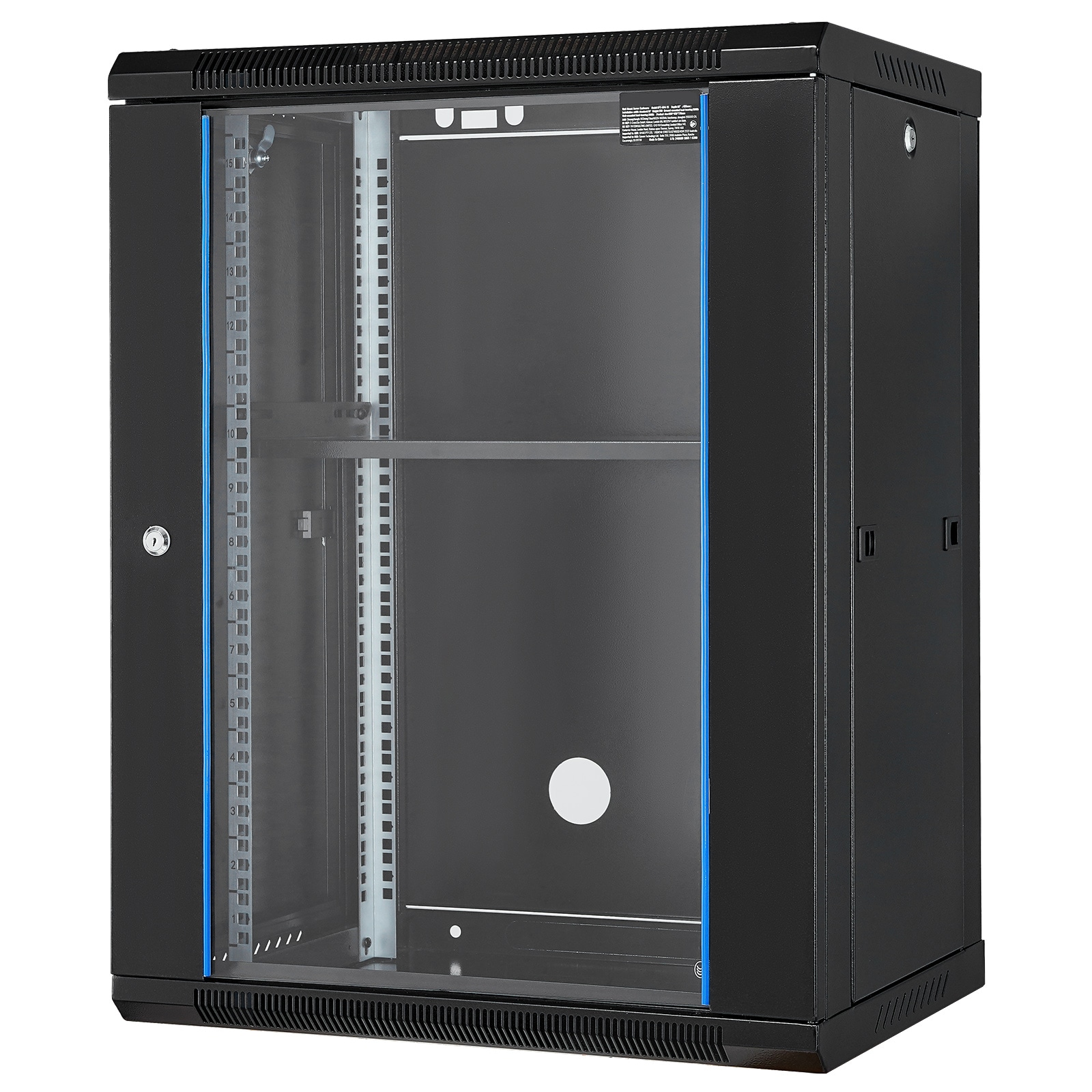 Mecale - 15U Wall Mount Network Cabinet Supports 500 lb (Floor) / 200 lb (Wall) Enclosure with Lo...